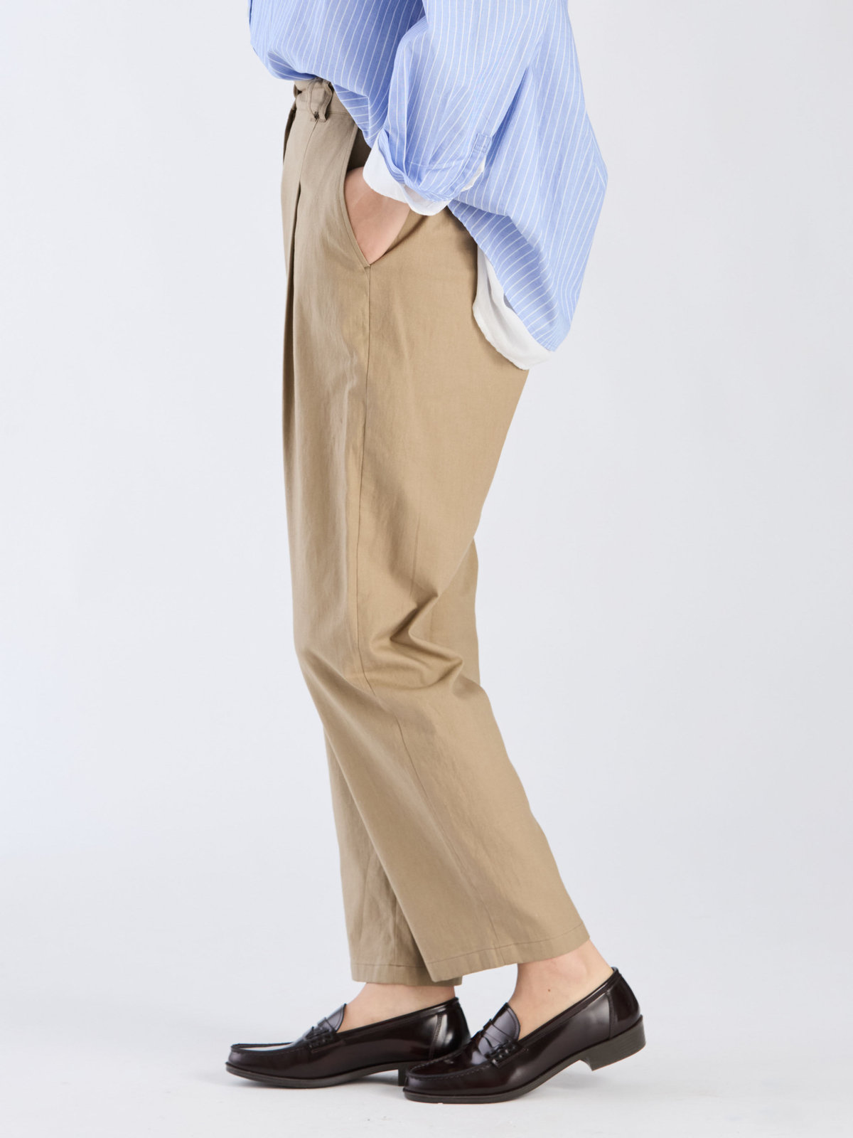 To b. by agnès b. 【Outlet】コットン タックパンツ ベージュ