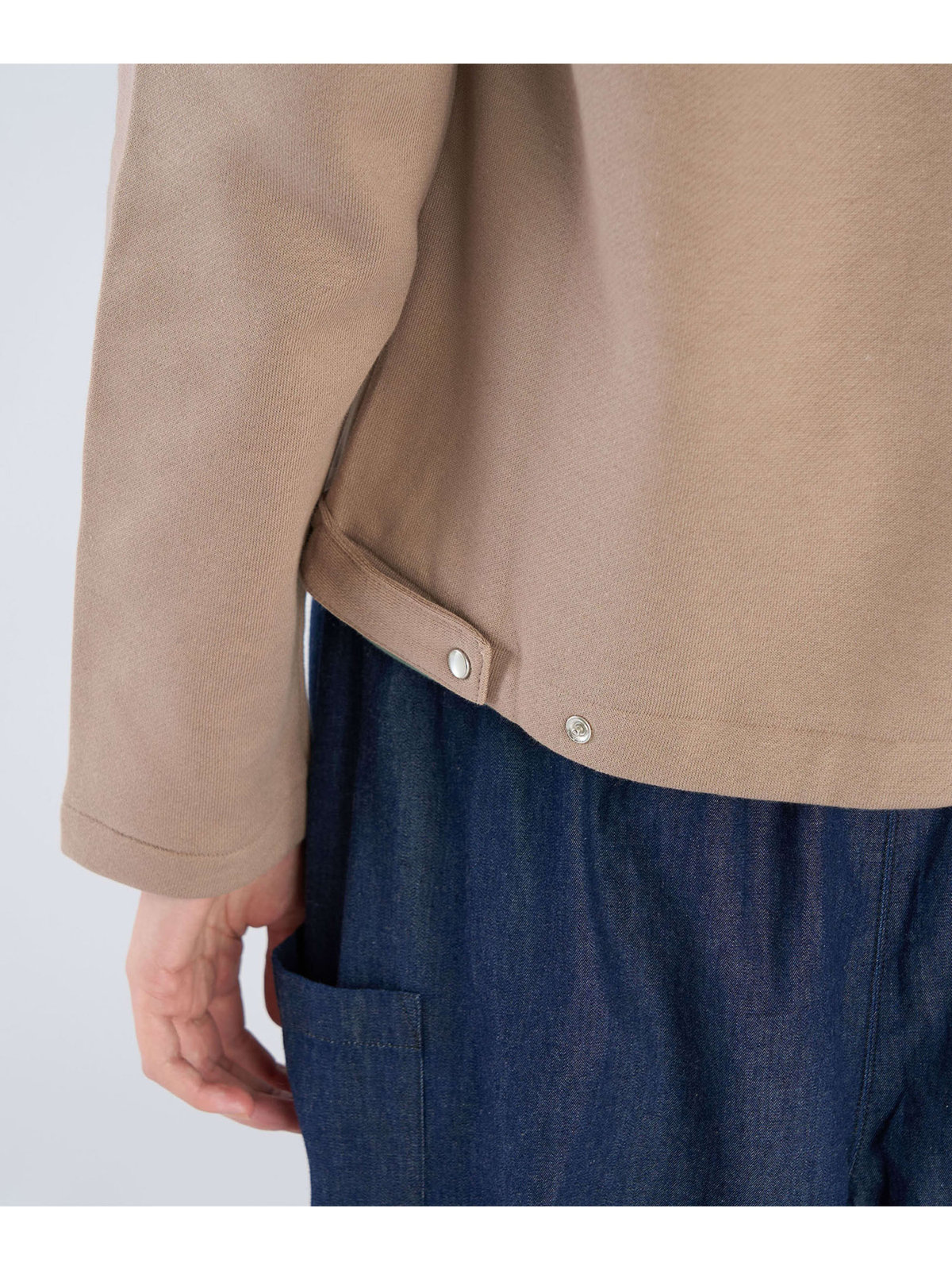 FEMME ウィメンズ オーガニックコットン メルトン 長袖 カーディガンプレッション ”Capuche” ベージュ