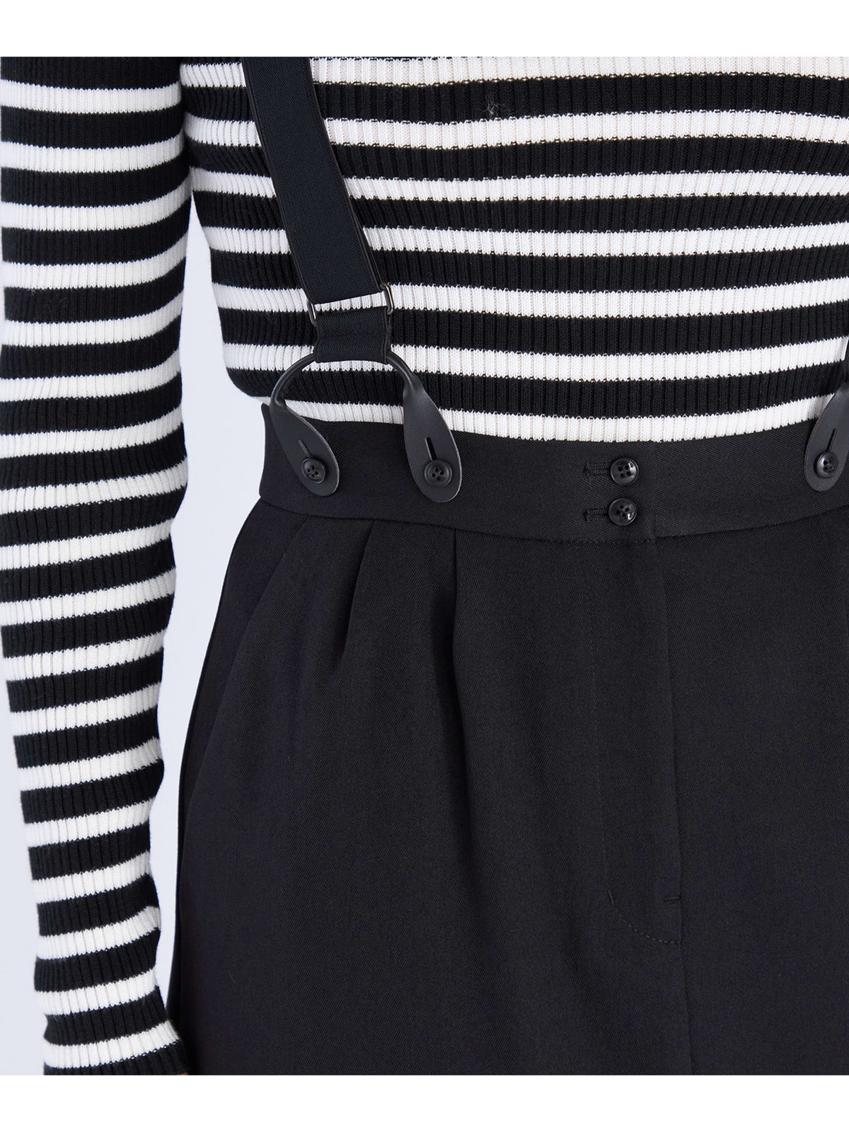 To b. by agnès b. 【Outlet】ウール調 サスペンダースカート ブラック