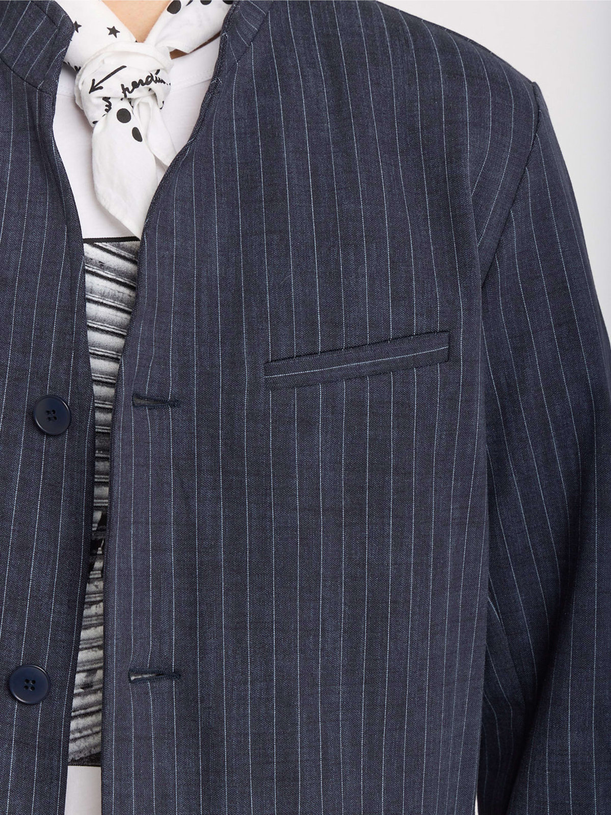 HOMME メンズ メンズ ストライプ ハイネック ジャケット ”Francois” ブルー系その他