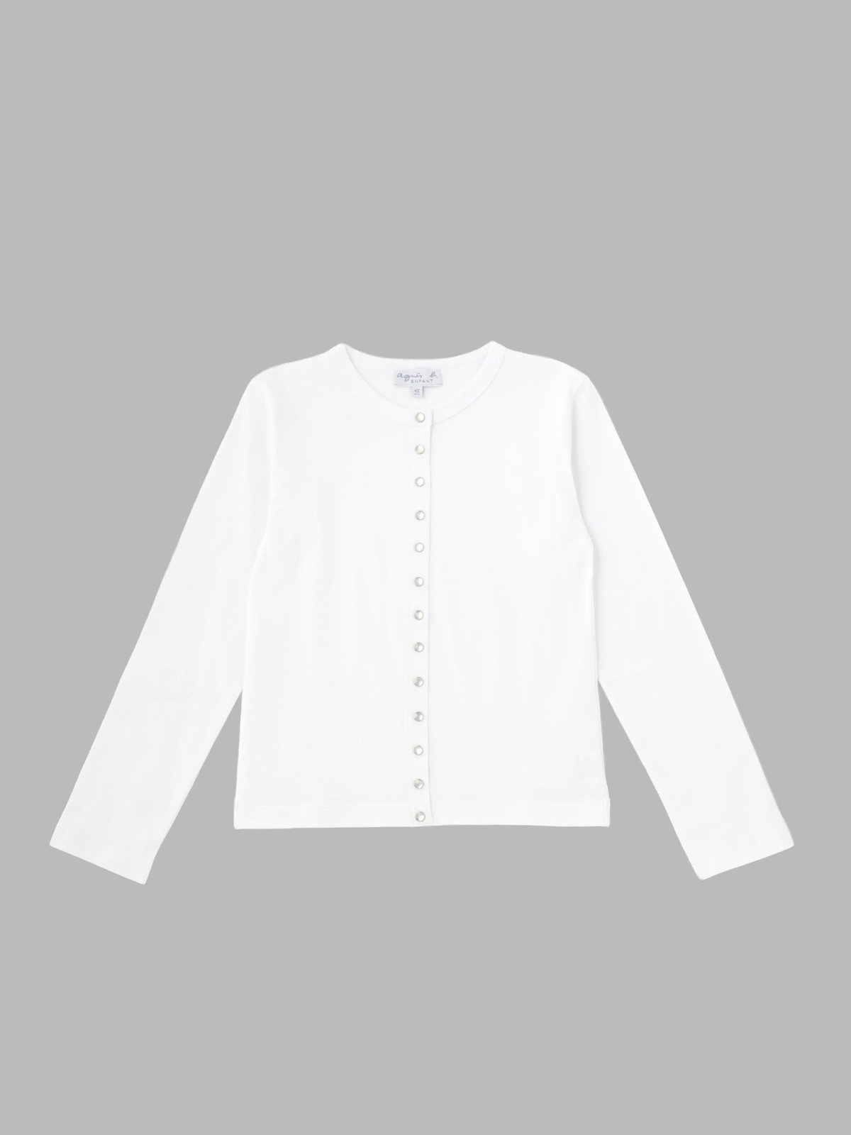 ENFANT ユニセックス キッズ コットン 長袖 カーディガンプレッション ホワイト