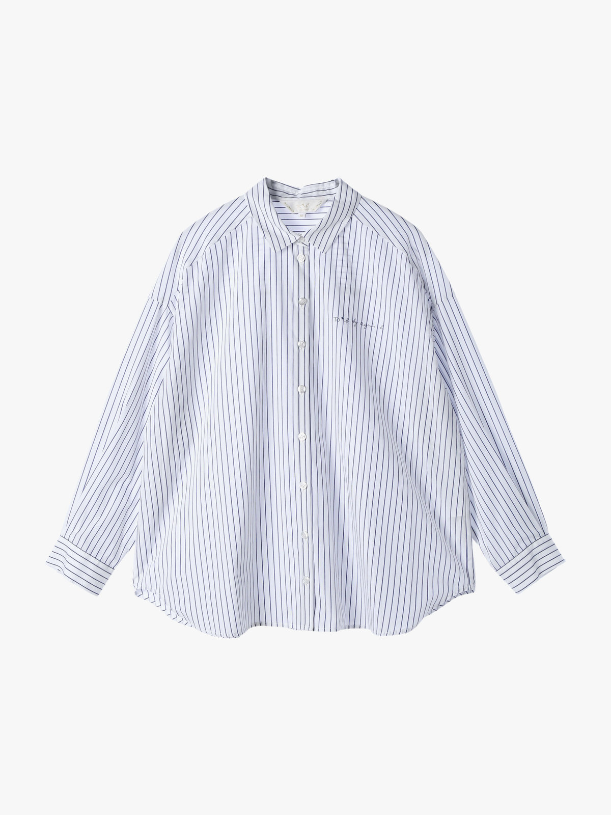 To b. by agnès b. コットン ストライプ ロングスリーブ シャツ ホワイト