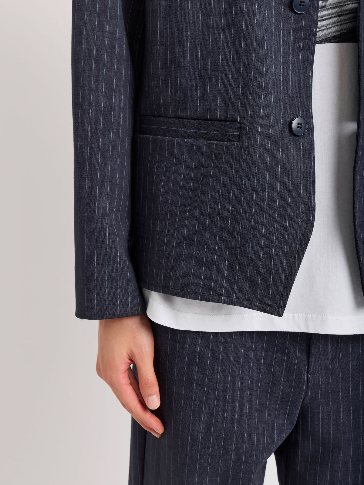 HOMME メンズ メンズ ストライプ ハイネック ジャケット ”Francois” ブルー系その他