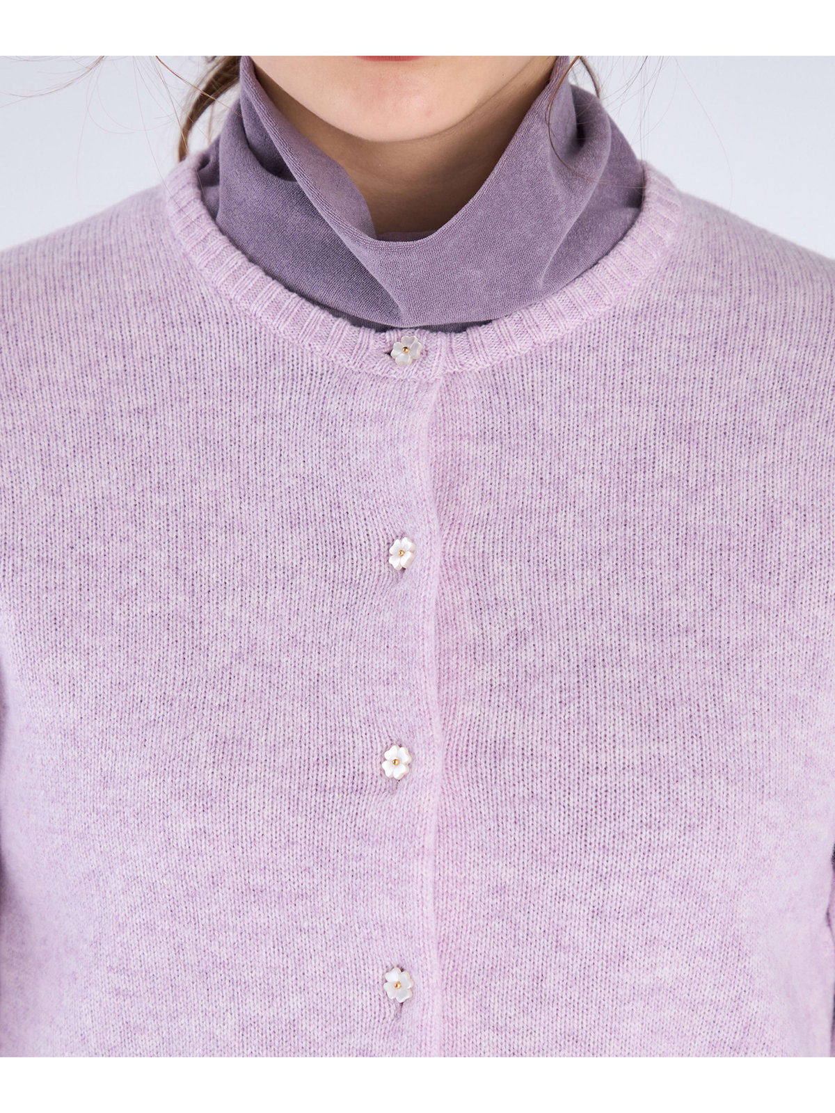 To b. by agnès b. 【Outlet】ウール フラワーボタン カーディガン パープル