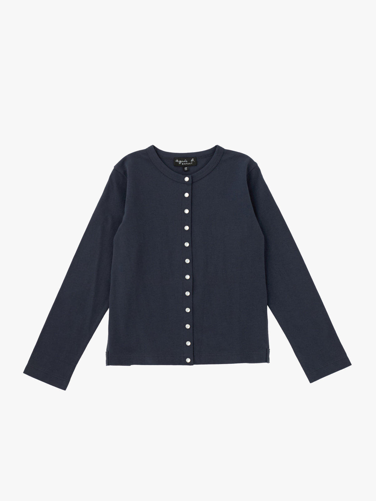 ENFANT ユニセックス キッズ コットン 長袖 カーディガンプレッション グレー