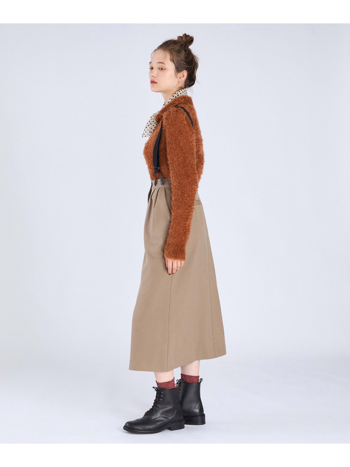 To b. by agnès b. 【Outlet】ウール調 サスペンダー スカート ベージュ