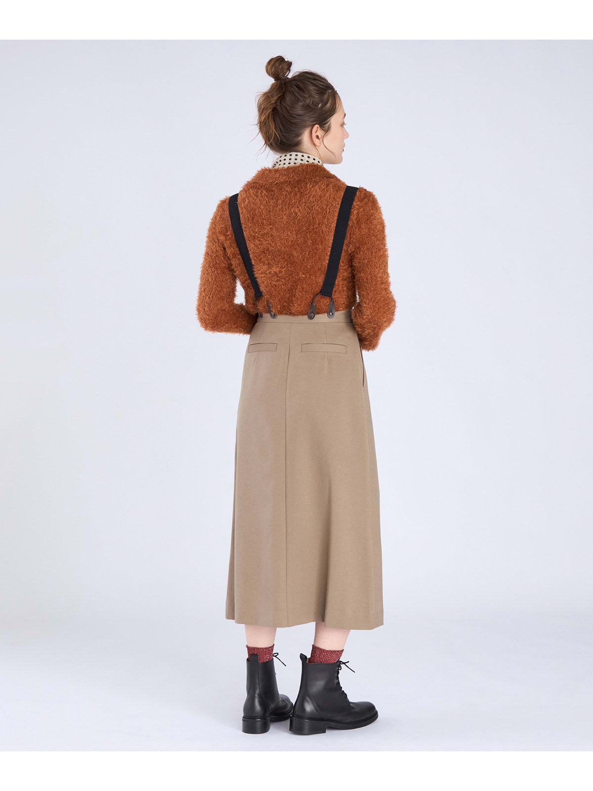 To b. by agnès b. 【Outlet】ウール調 サスペンダー スカート ベージュ