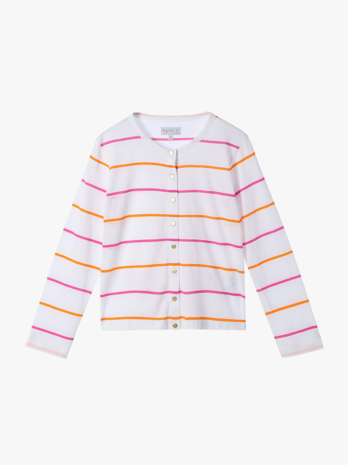 FEMME ウィメンズ 【Outlet】ボーダー コットン 長袖 カーディガンプレッション "Petit" ホワイト