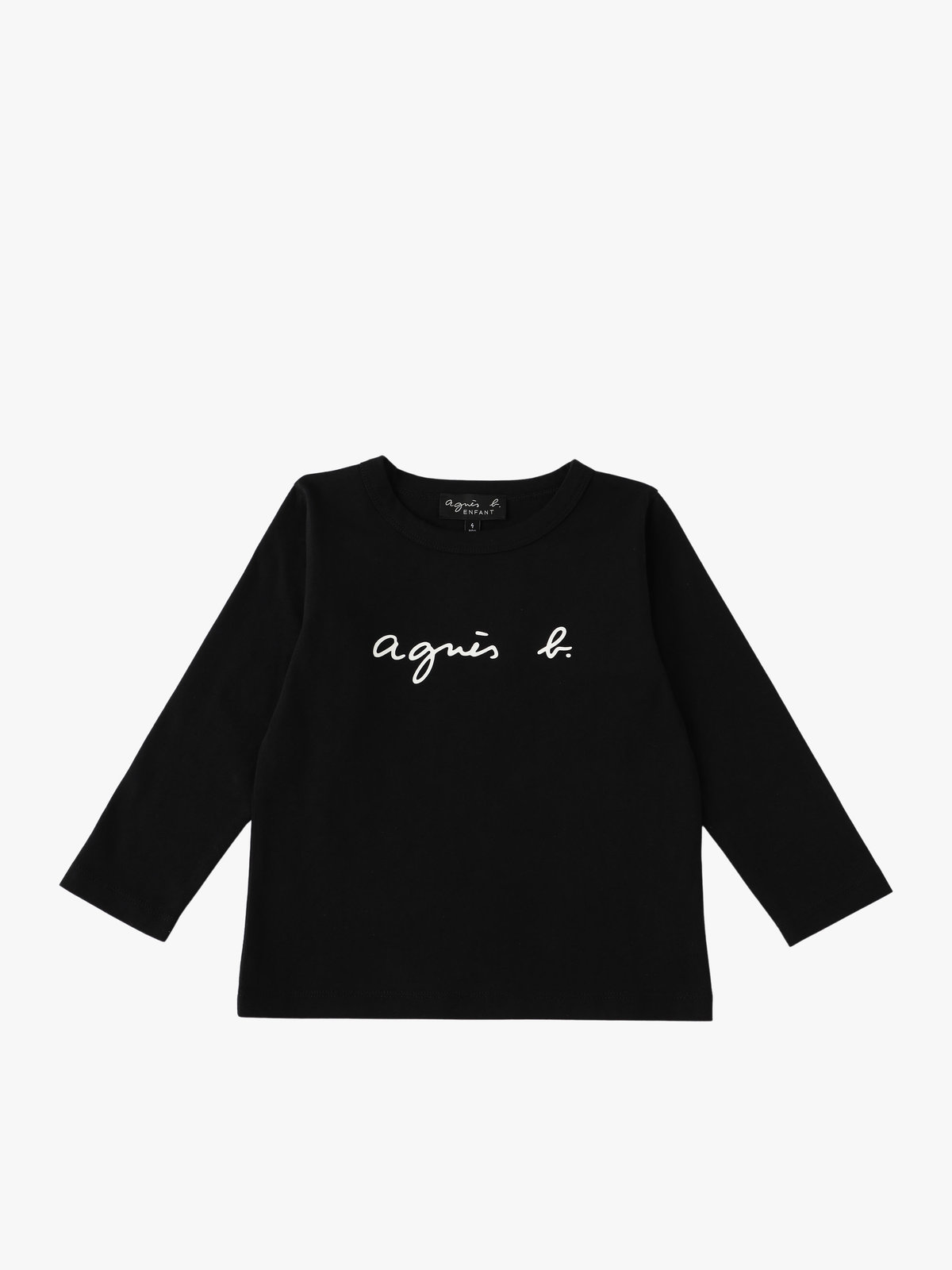 ENFANT ユニセックス キッズ ロゴ コットン 長袖 Tシャツ ブラック