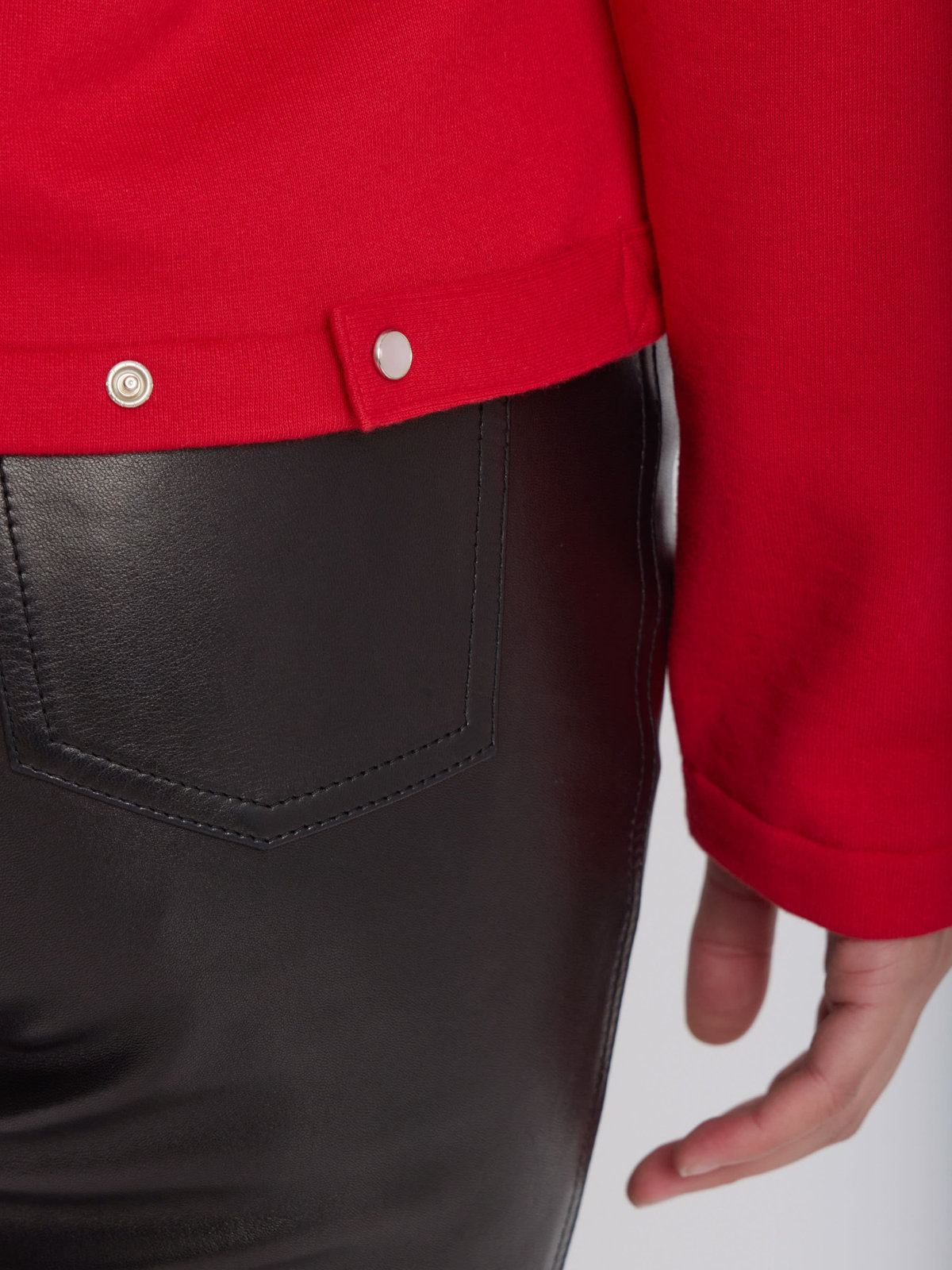 FEMME ウィメンズ オーガニックコットン メルトン 長袖 カーディガンプレッション "Rosana" レッド