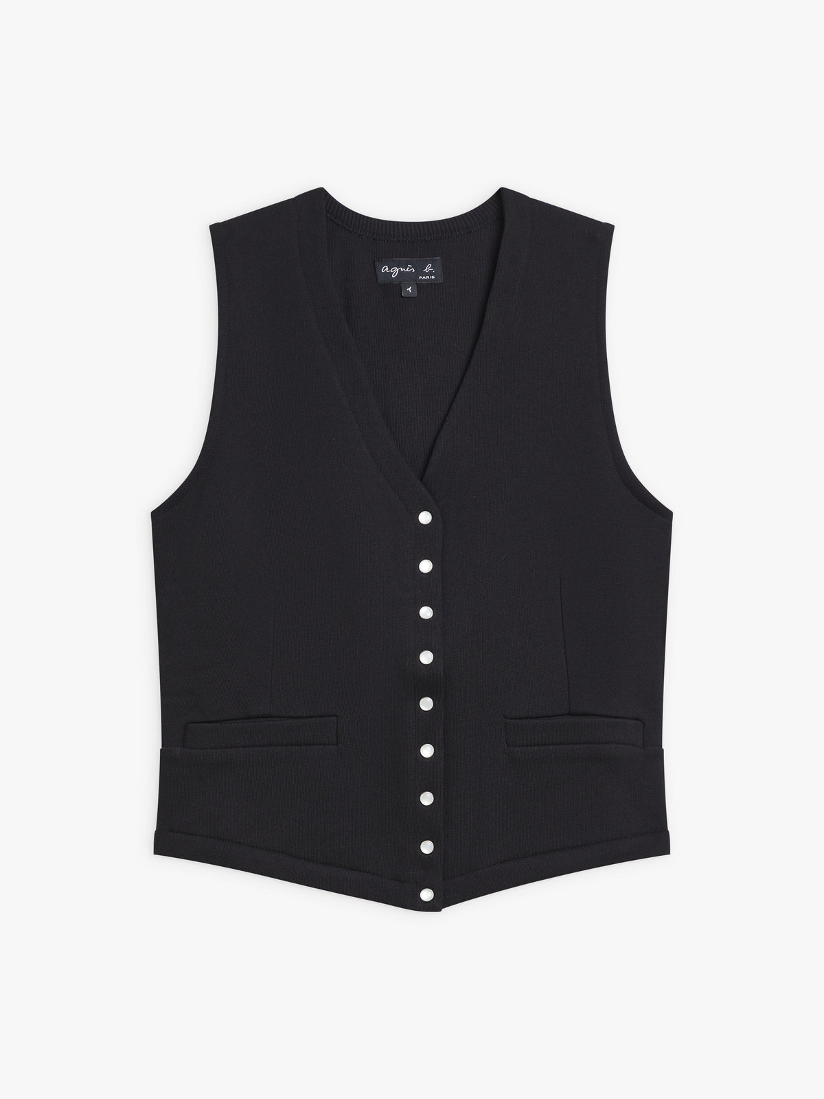 FEMME ウィメンズ コットン メルトン Vネック ノースリーブ カーディガンプレッション "Snack" ブラック