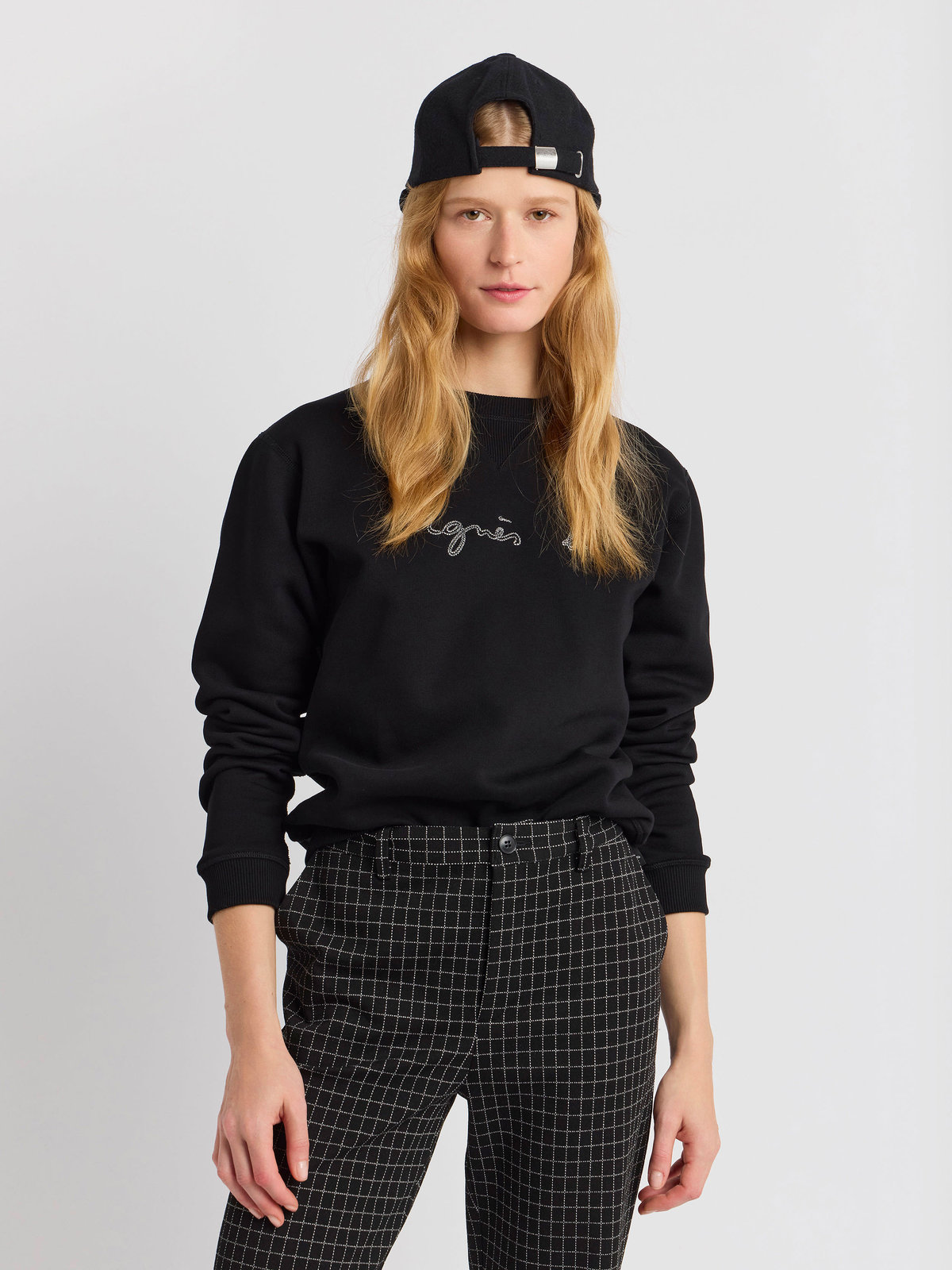 FEMME ウィメンズ ロゴ刺繍 コットン 長袖 スウェット ”Cup” ブラック