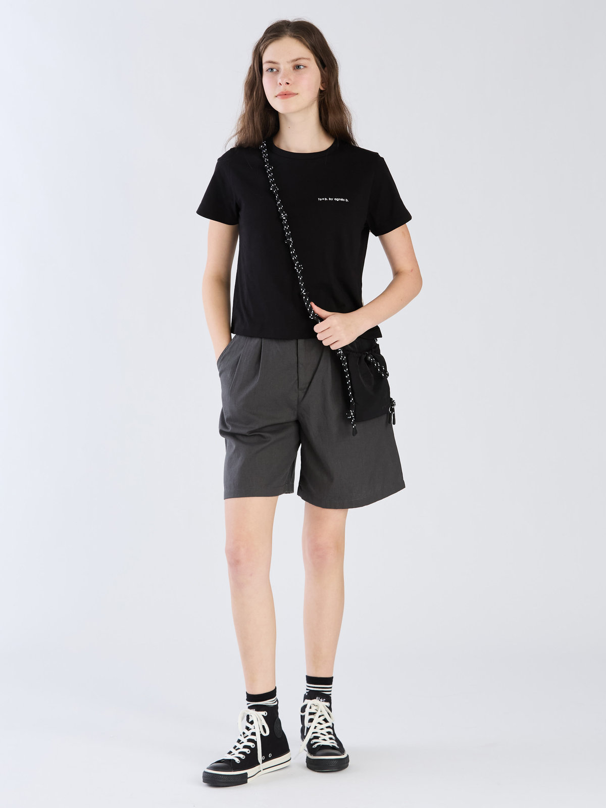 To b. by agnès b. 【Outlet】コットン ショートパンツ チャコールグレー