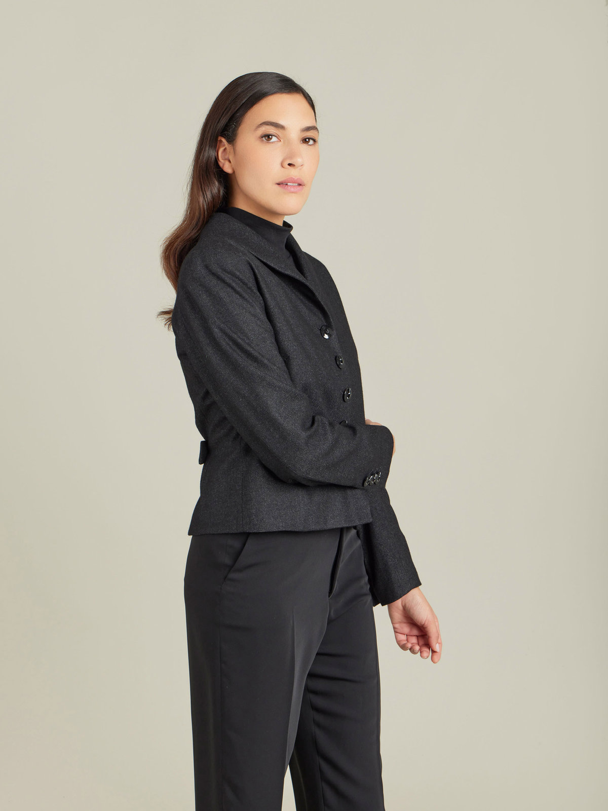 FEMME ウィメンズ 【Outlet】TV48 VESTE ジャケット グレー×ブラック