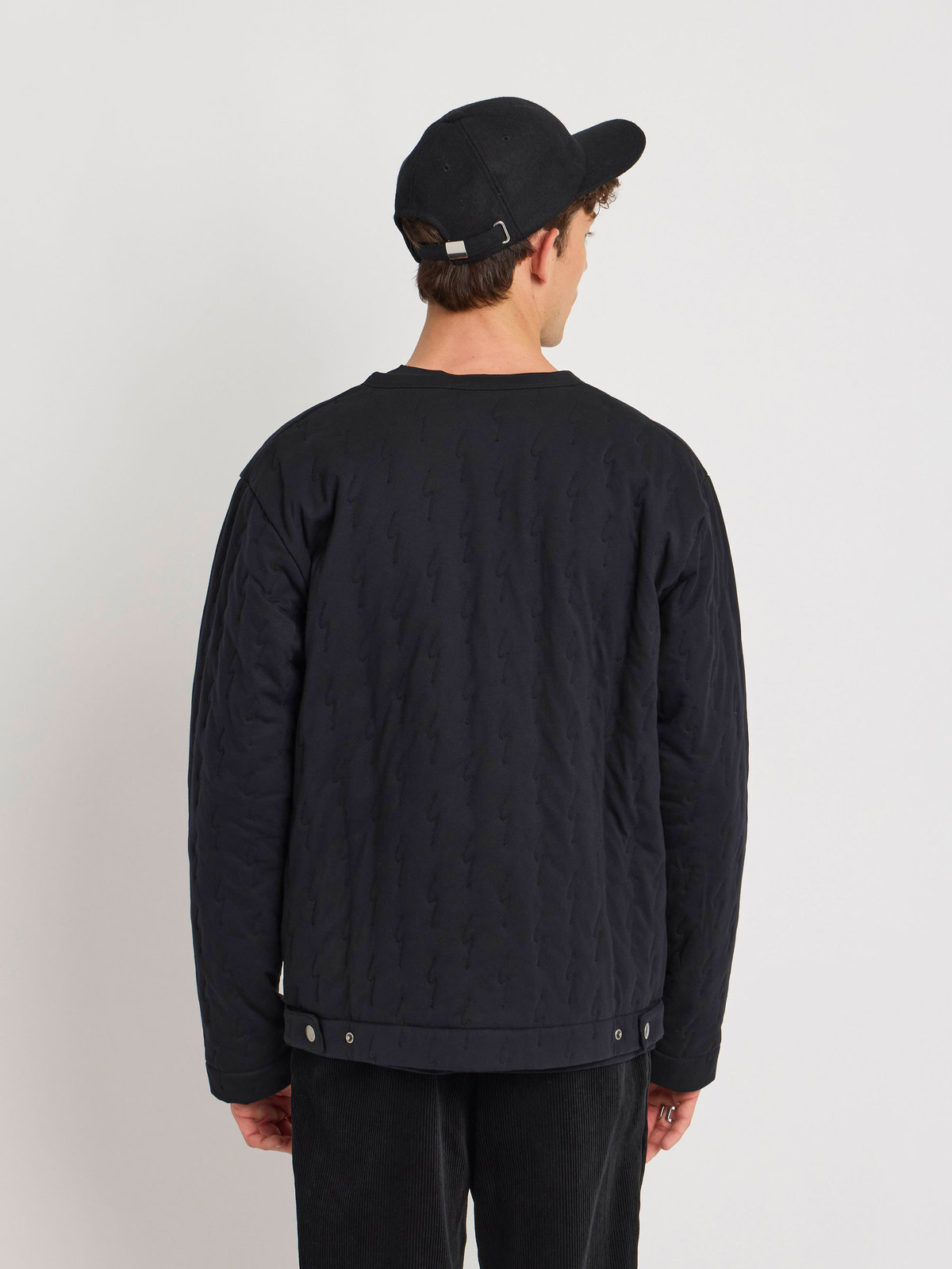 HOMME メンズ メンズ 刺繍 コットン 長袖 カーディガン "Point d'ironie" ブラック