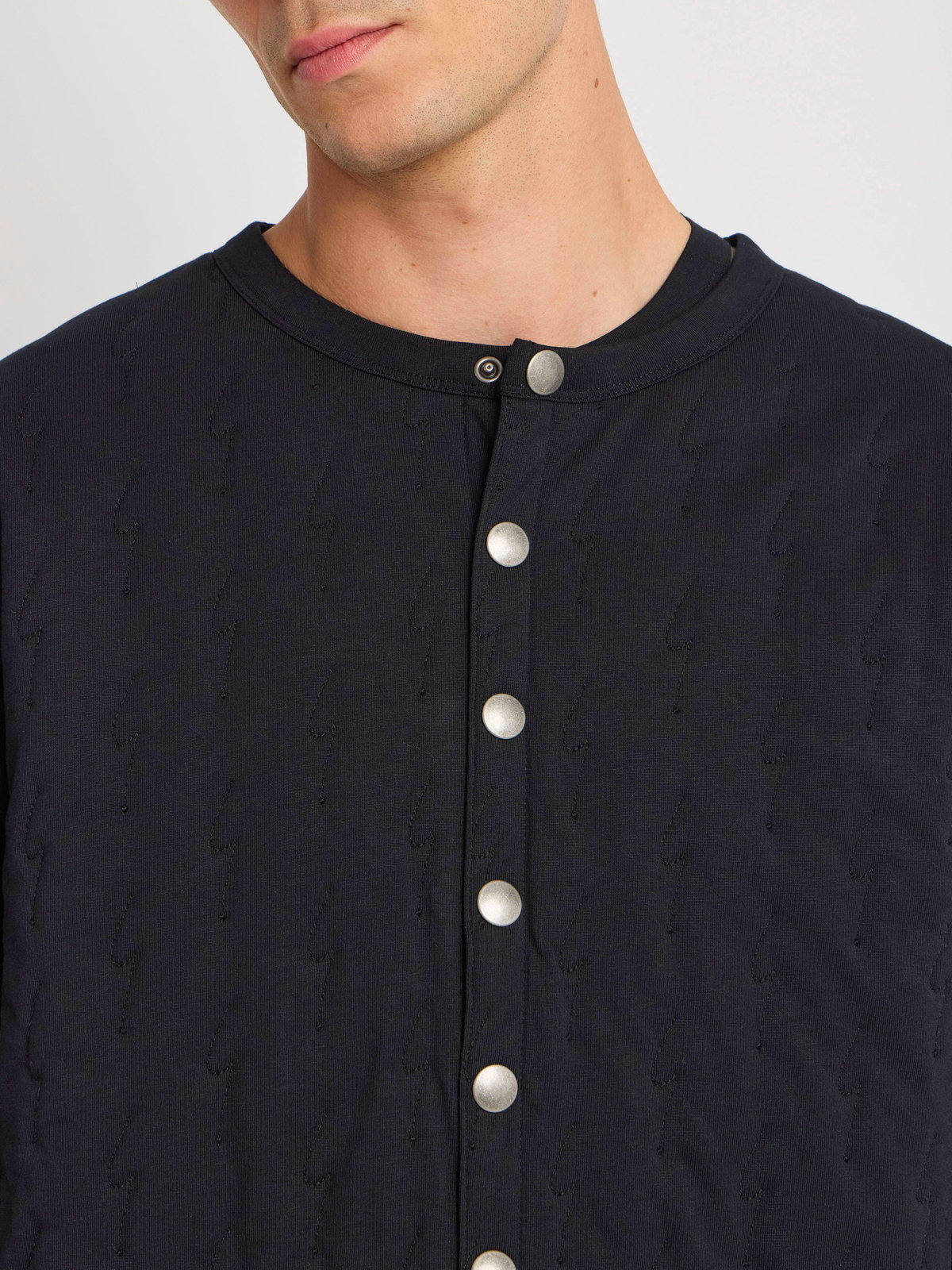 HOMME メンズ メンズ 刺繍 コットン 長袖 カーディガン "Point d'ironie" ブラック