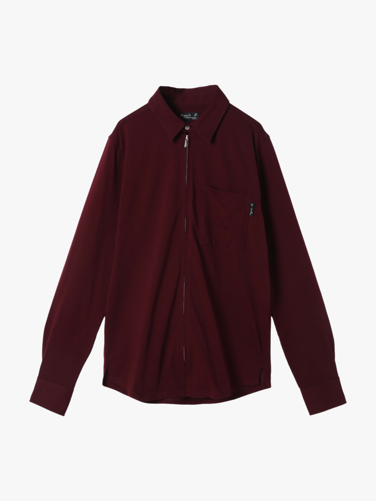 HOMME メンズ メンズ コットン 長袖 ジップシャツ ”Metro” ボルドー