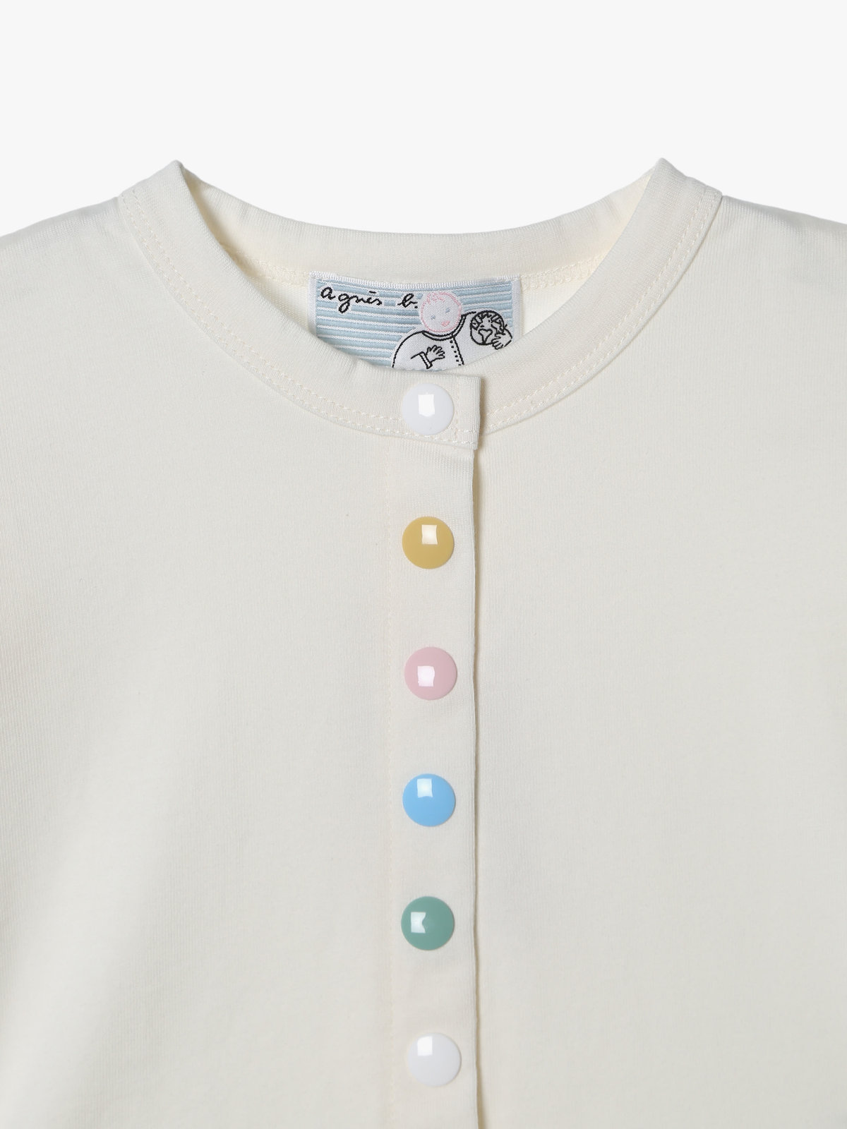 ENFANT ベビー ベビー マルチカラー コットン 長袖 カーディガンプレッション ホワイト