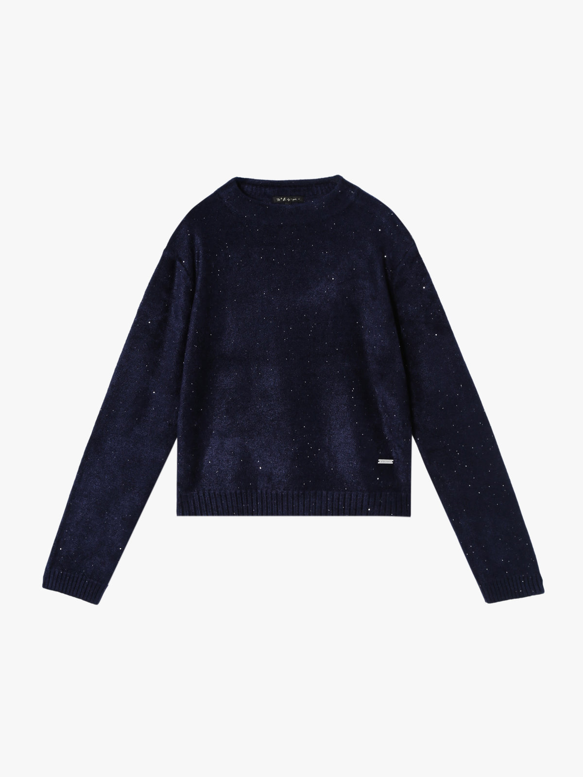 To b. by agnès b. スパンコール ニット プルオーバー ネイビー
