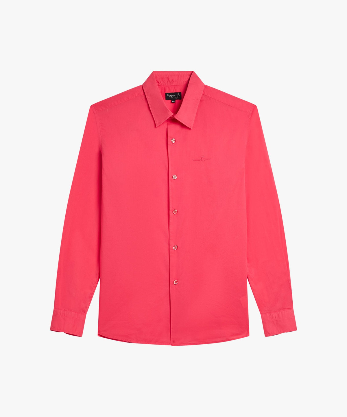 HOMME メンズ メンズ "b."ロゴ 刺繍 コットン 長袖 シャツ "Thomas" ピンク