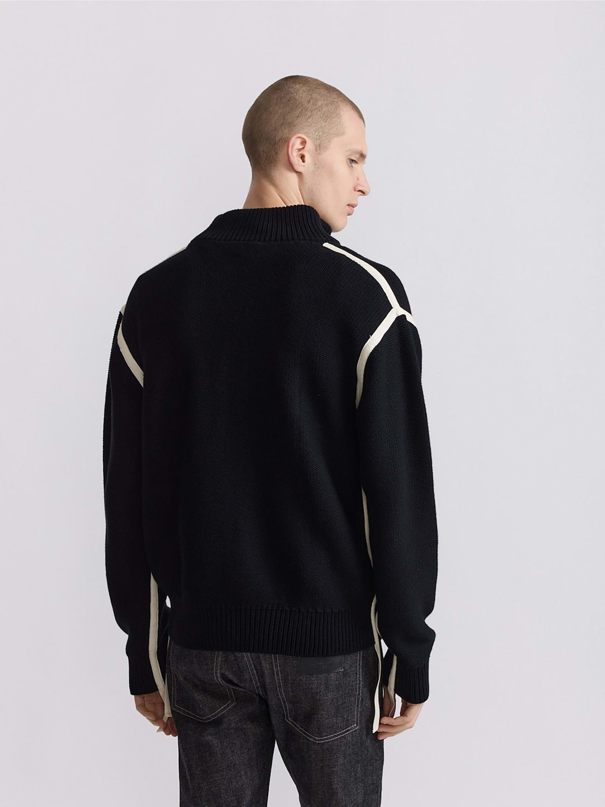 HOMME メンズ メンズ コットン ニット ジップアップブルゾン ”Reversible” ブラック