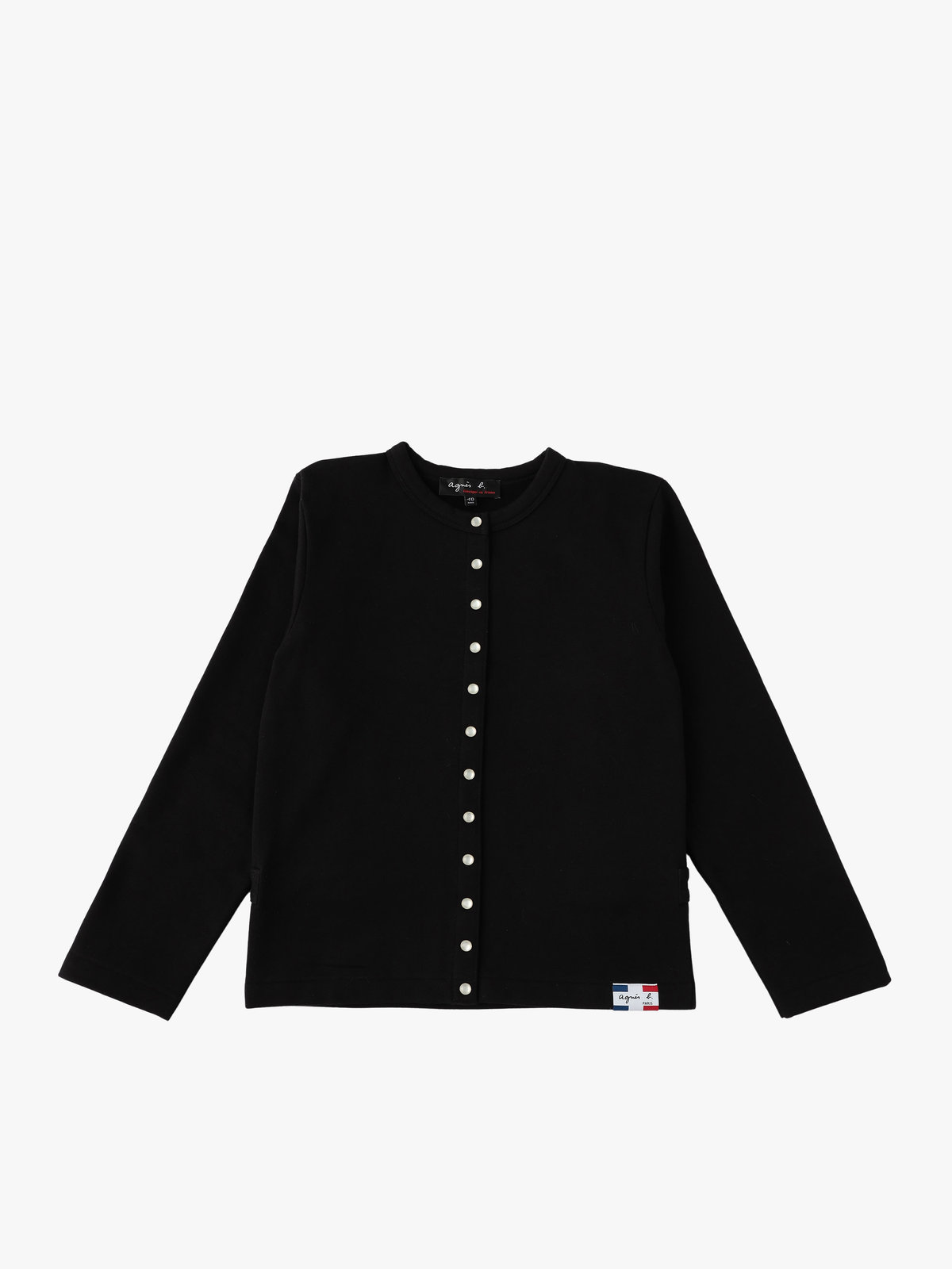 ENFANT ユニセックス キッズ コットン メルトン 長袖 カーディガンプレッション [Made in France] ブラック