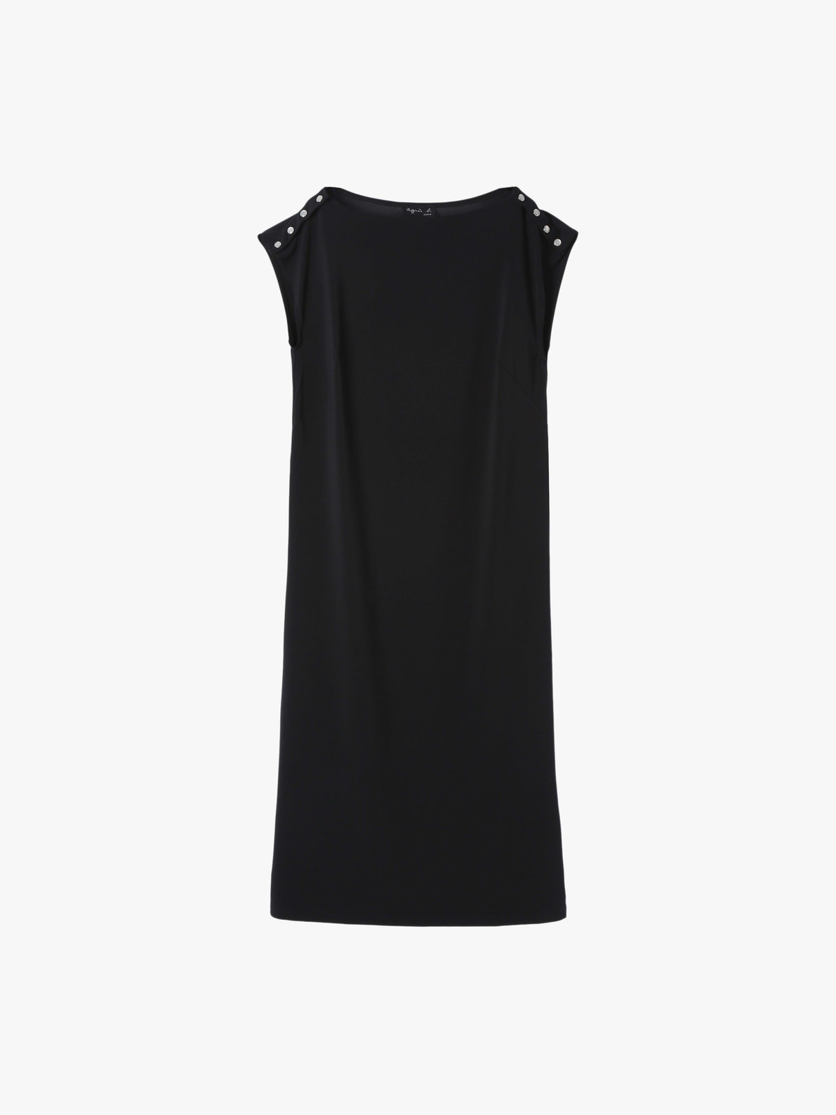 FEMME ウィメンズ ジャージー ボートネック ノースリーブ ワンピース ”Louve” ブラック