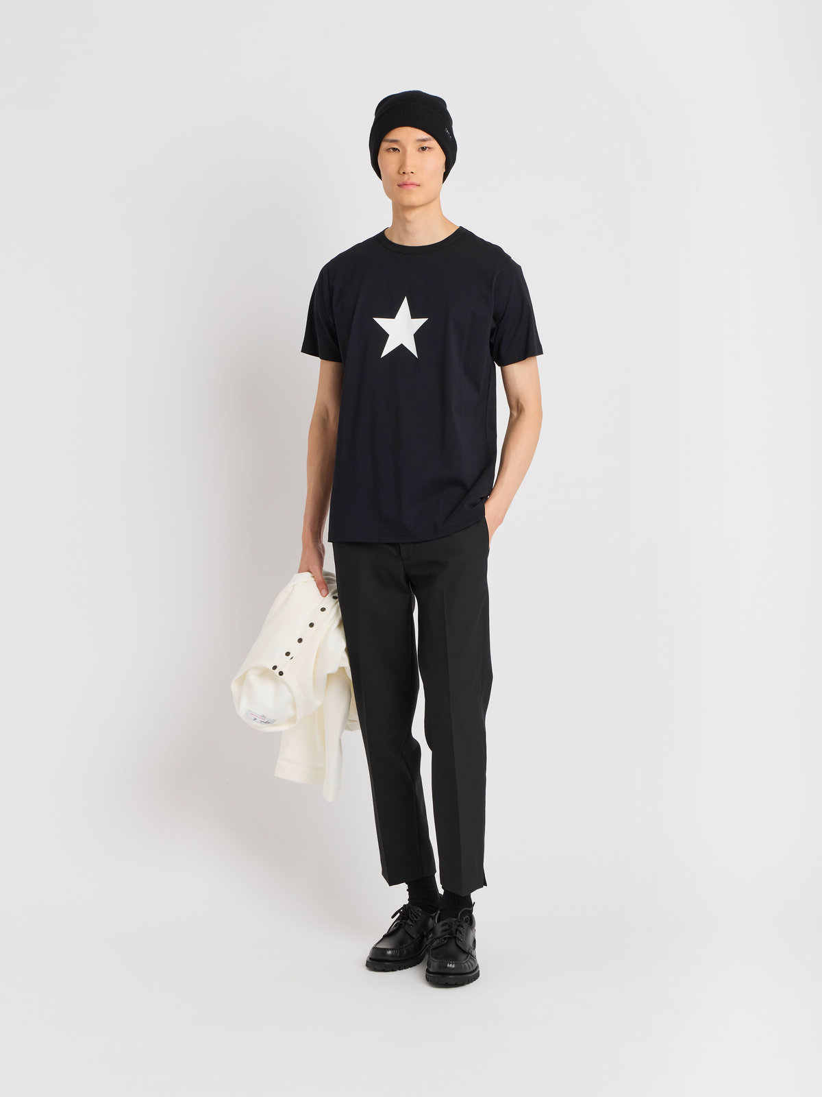 HOMME メンズ メンズ アイコニック プリント コットン 半袖 Tシャツ "Etoile" ブラック