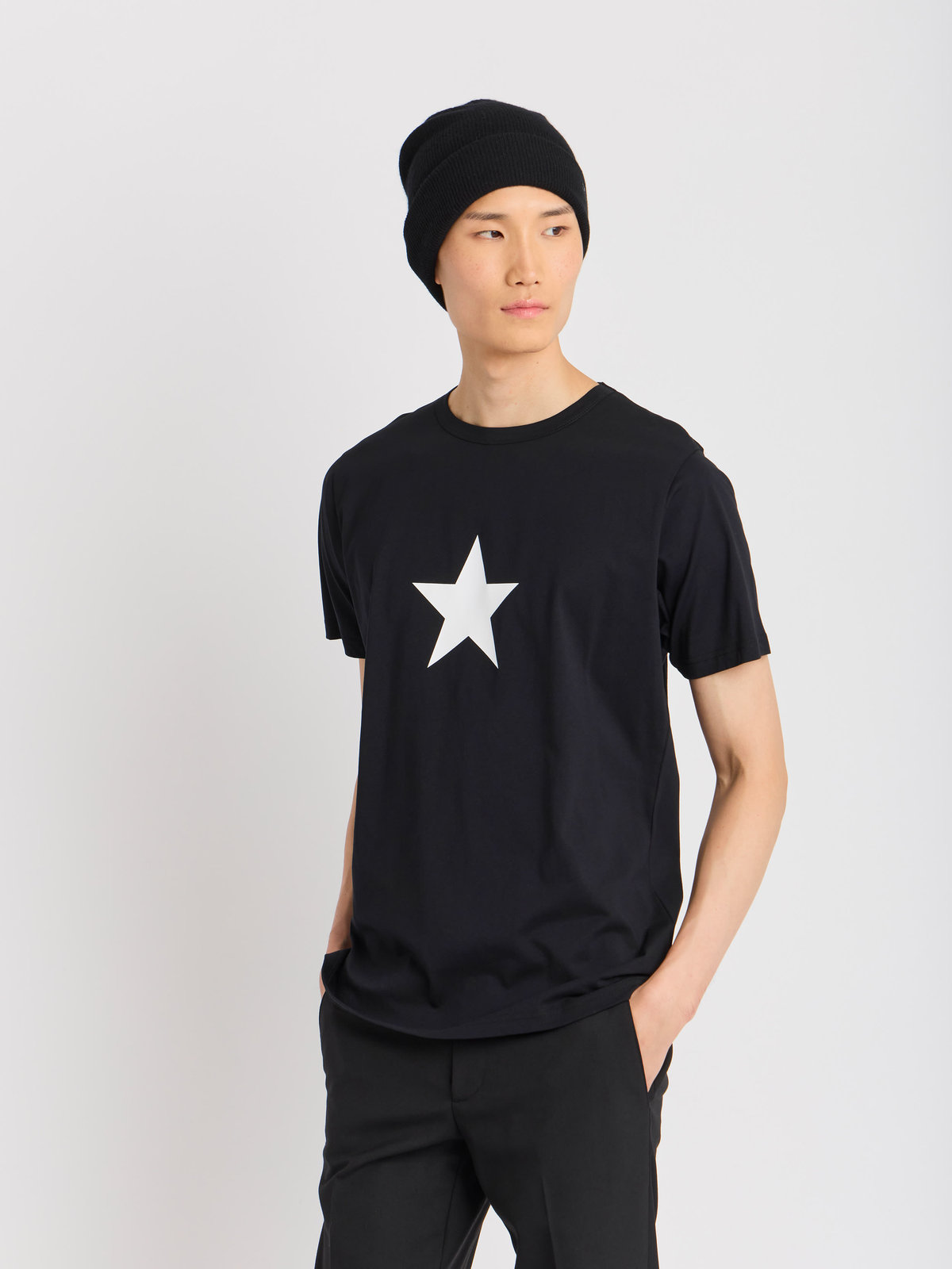 HOMME メンズ メンズ アイコニック プリント コットン 半袖 Tシャツ "Etoile" ブラック