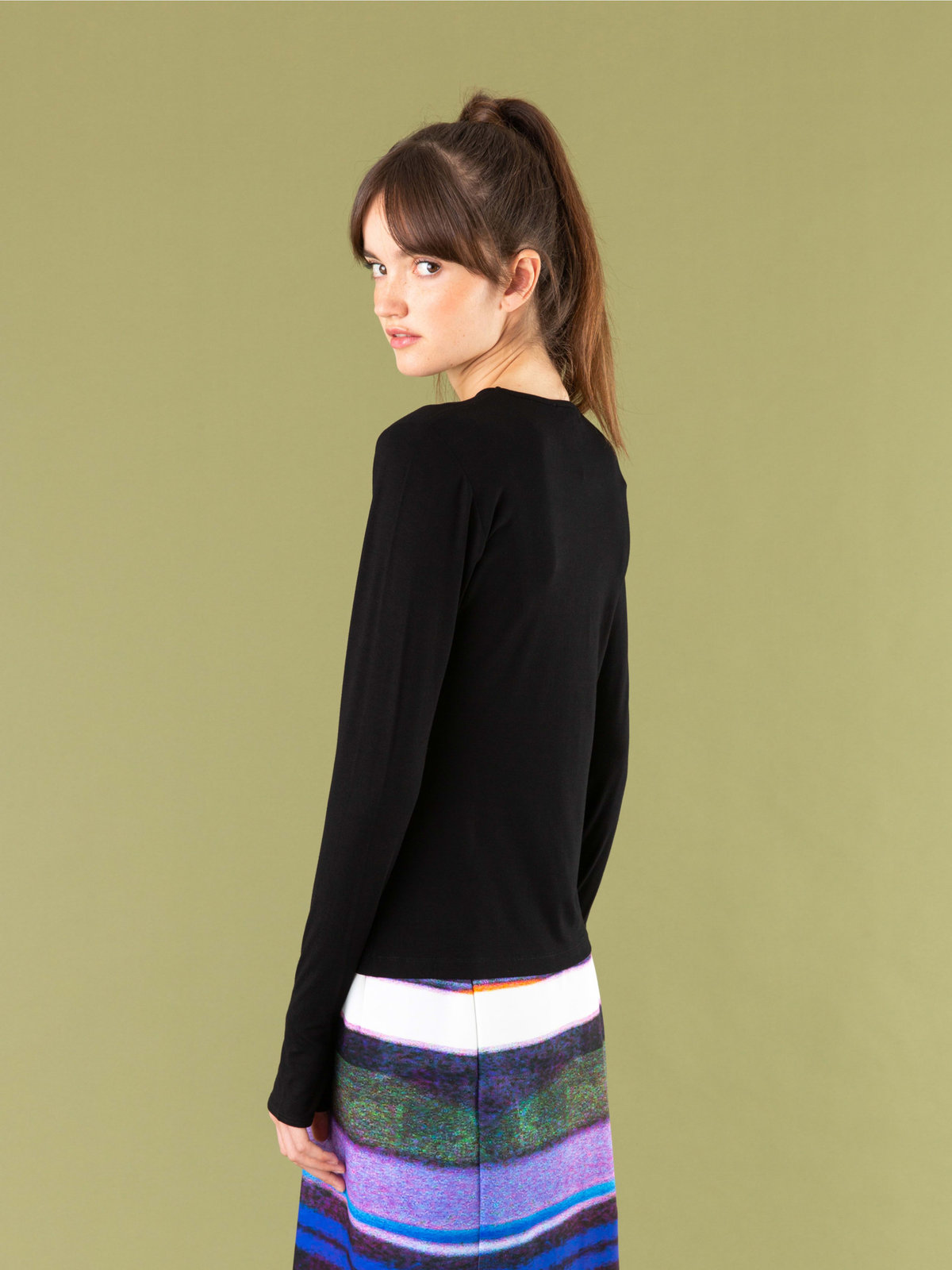FEMME ウィメンズ フィンガーレス 長袖 Tシャツ "Evening" ブラック