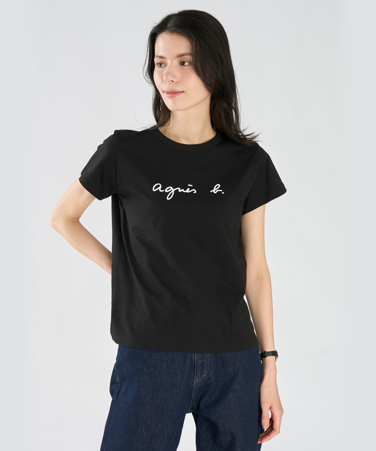 FEMME ウィメンズ ロゴプリント コットン 半袖Tシャツ "Brando" ブラック