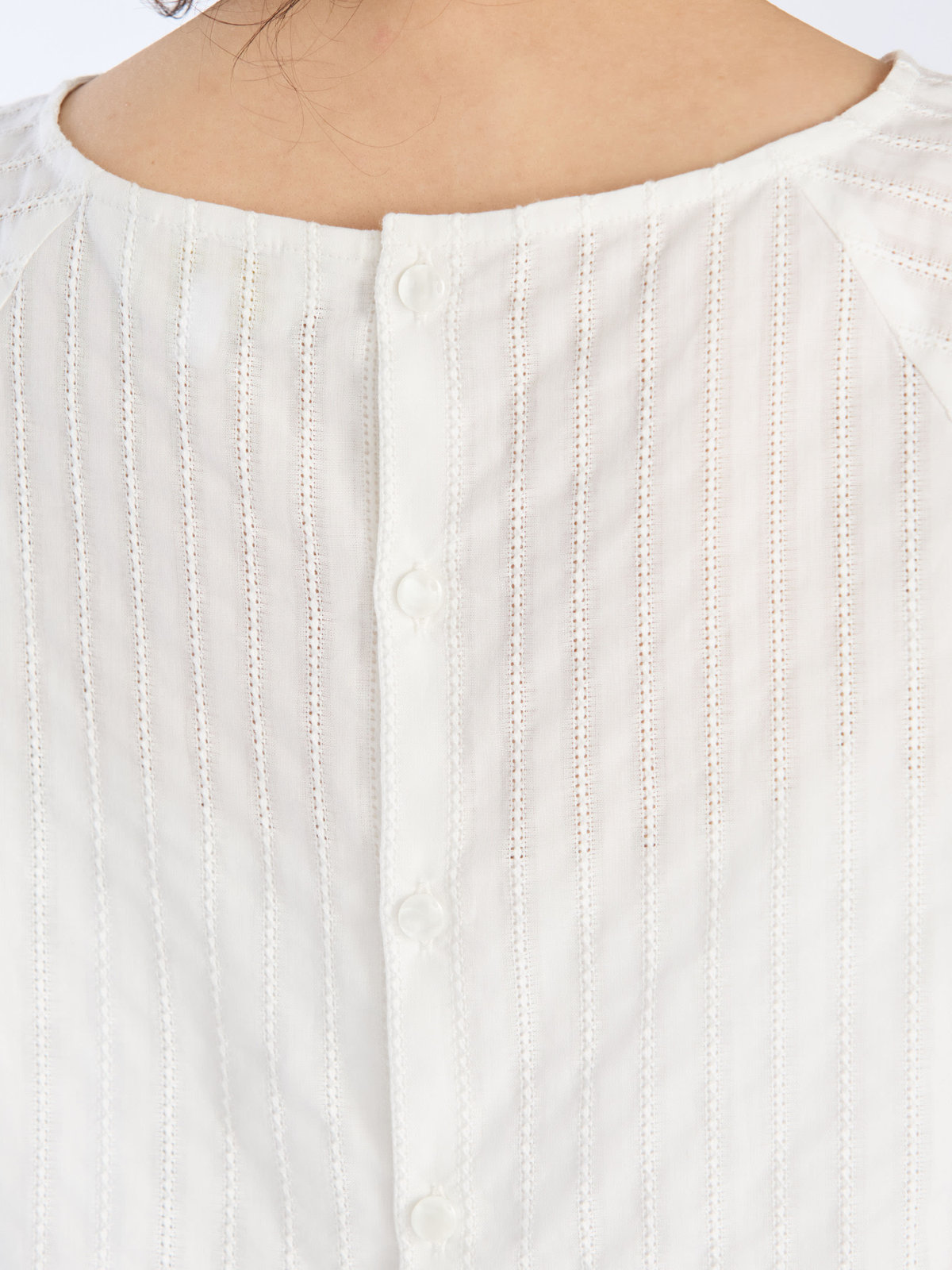 To b. by agnès b. 【Outlet】からみ織 コットン 半袖 ブラウス ホワイト