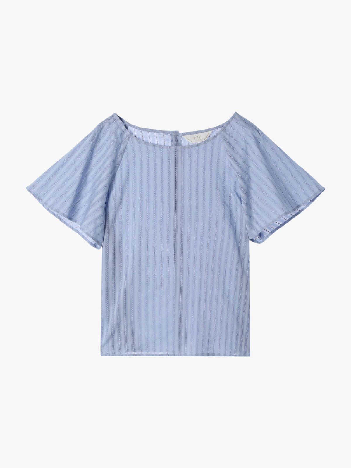 To b. by agnès b. 【Outlet】からみ織 コットン 半袖 ブラウス ブルー