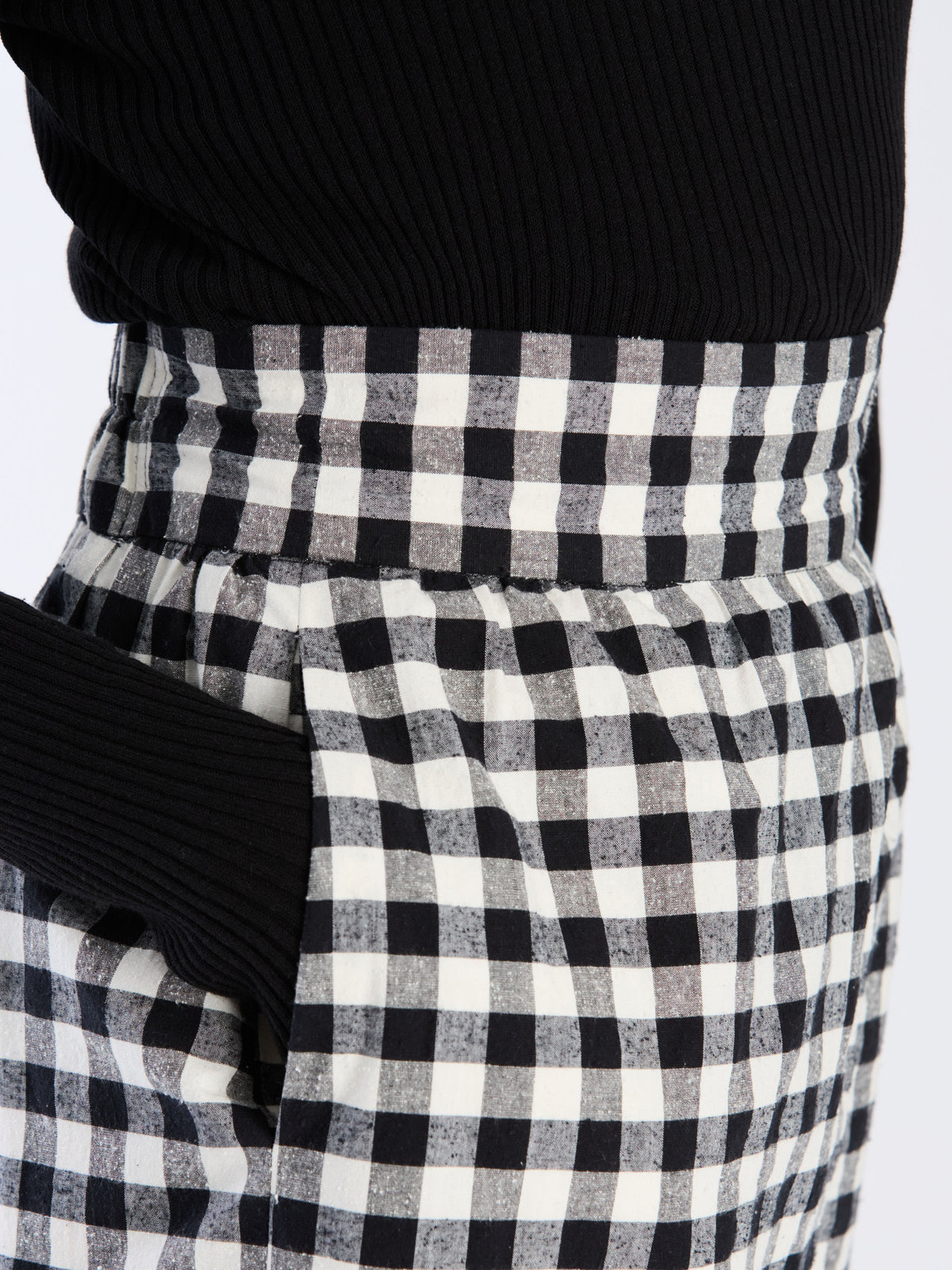 To b. by agnès b. 【Outlet】ネップギンガムチェックスカート ブラック