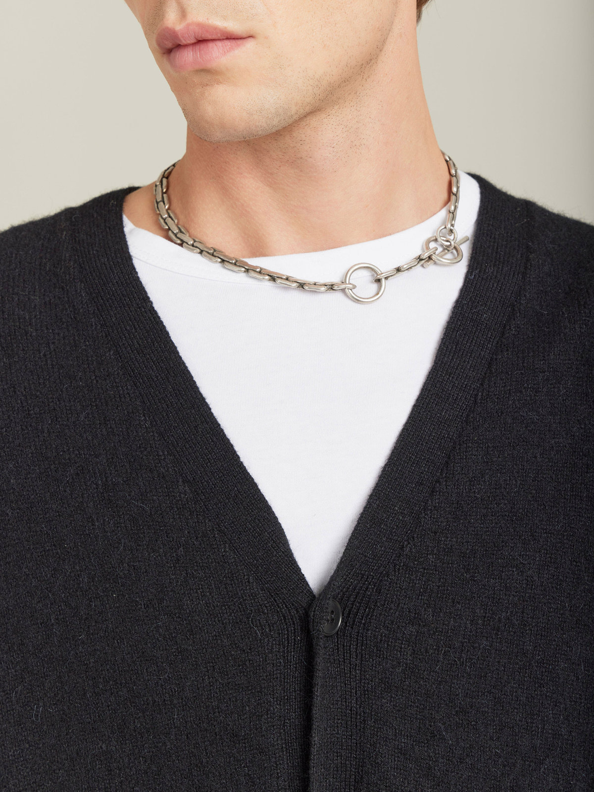 HOMME メンズ 【Outlet】メンズ アルパカ混 Vネック ニット カーディガン ”Edwin” ブラック