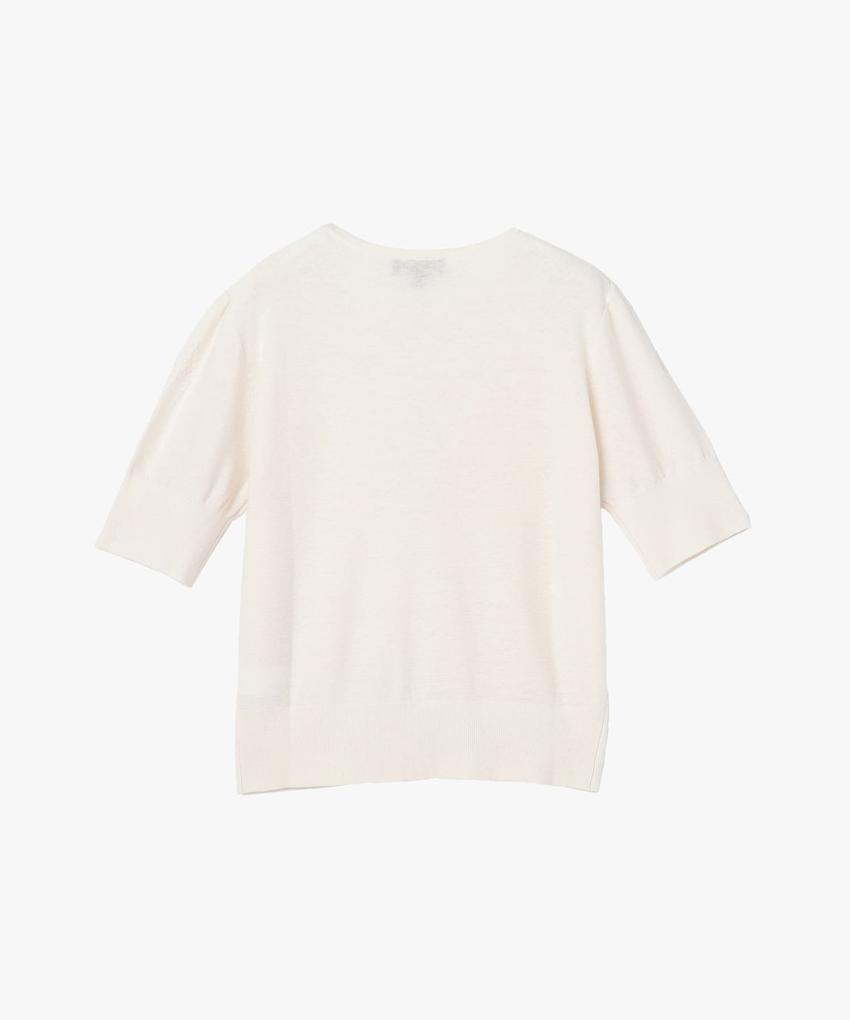 FEMME ウィメンズ フラワーモチーフ シルク リネン 半袖 ニット プルオーバー "Fleurs" ホワイト