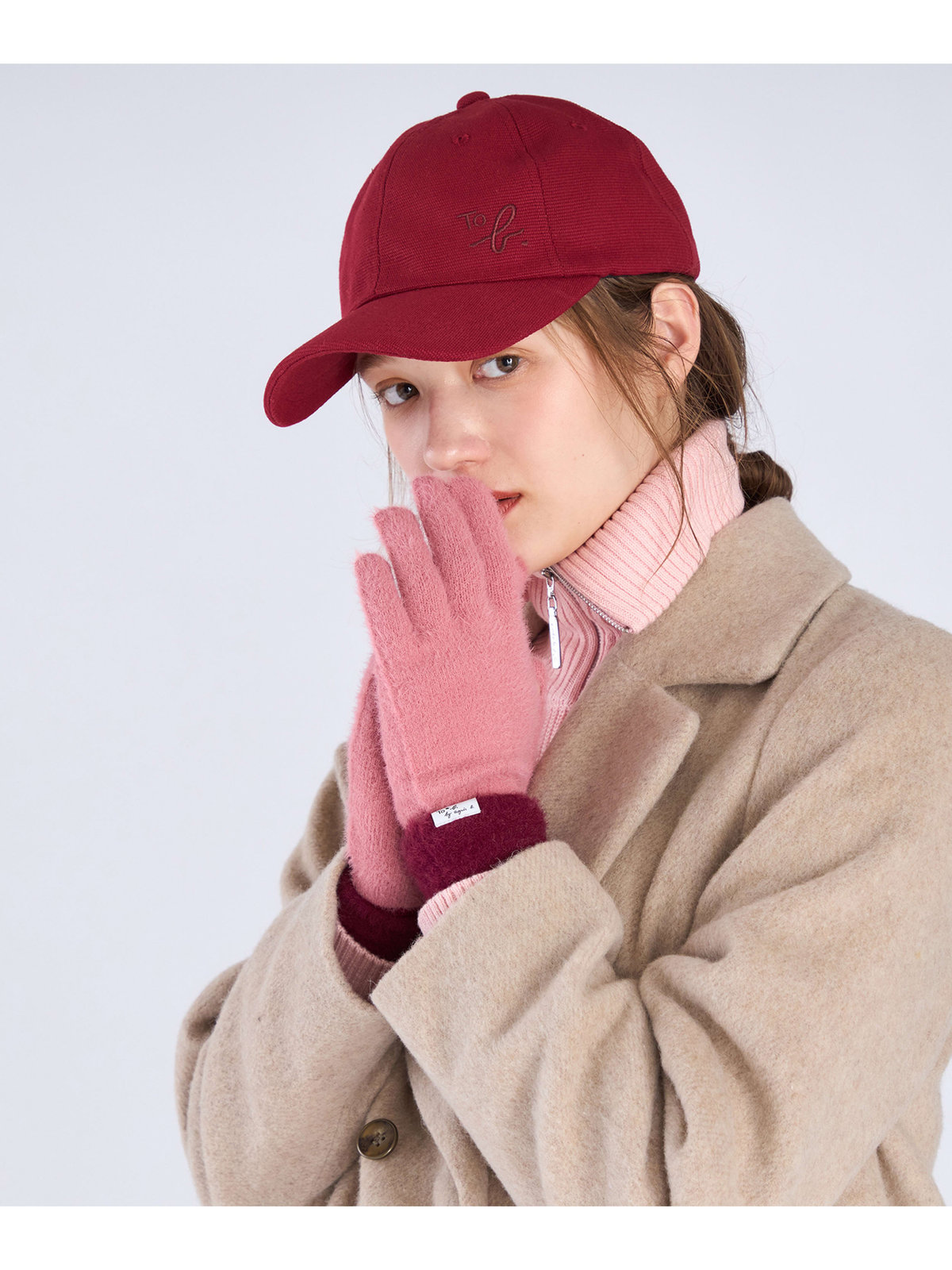 To b. by agnès b. 【Outlet】バイカラー ニット グローブ ピンク