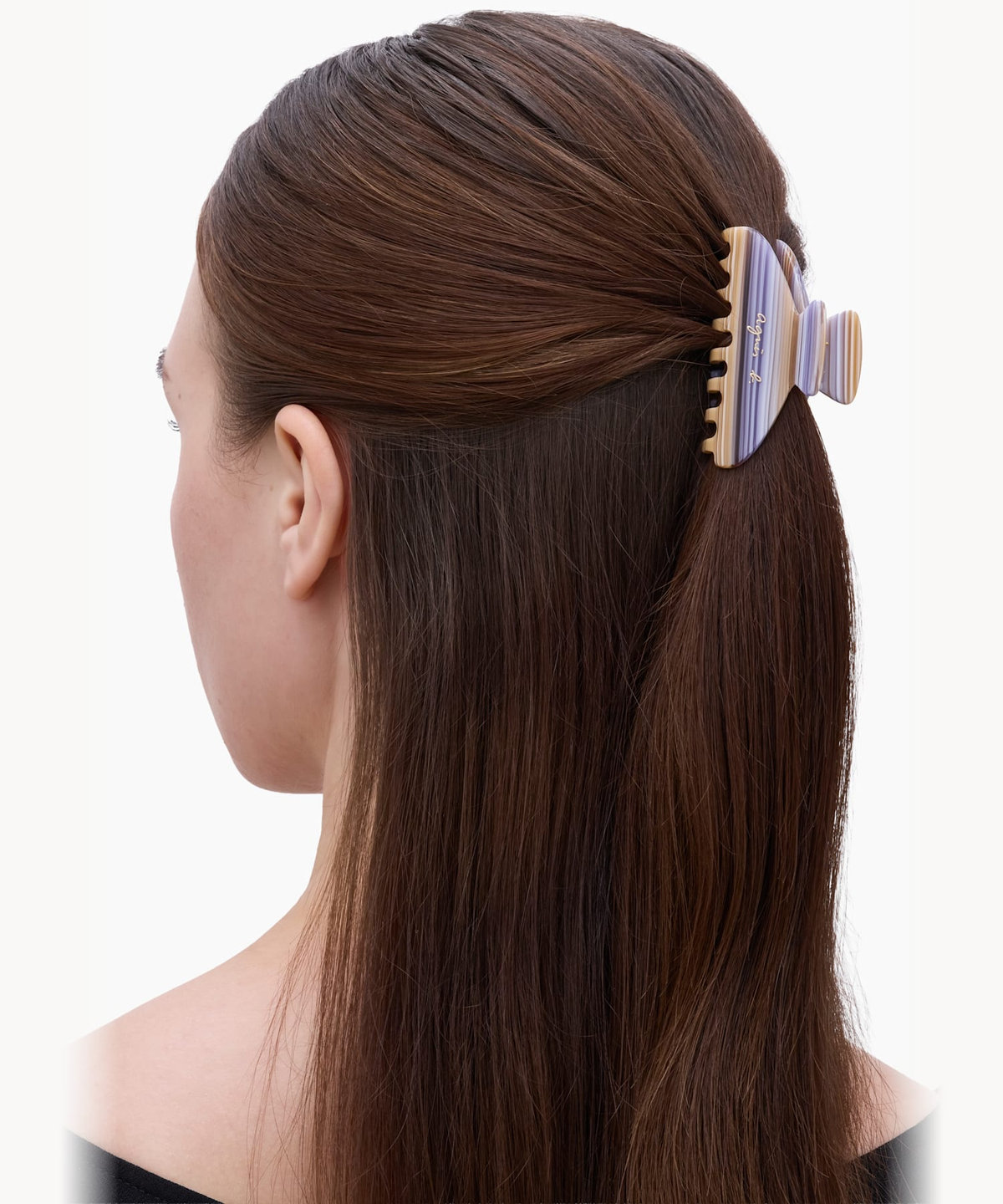 FEMME ウィメンズ ストライプ ロゴ ヘアクリップ ブルー