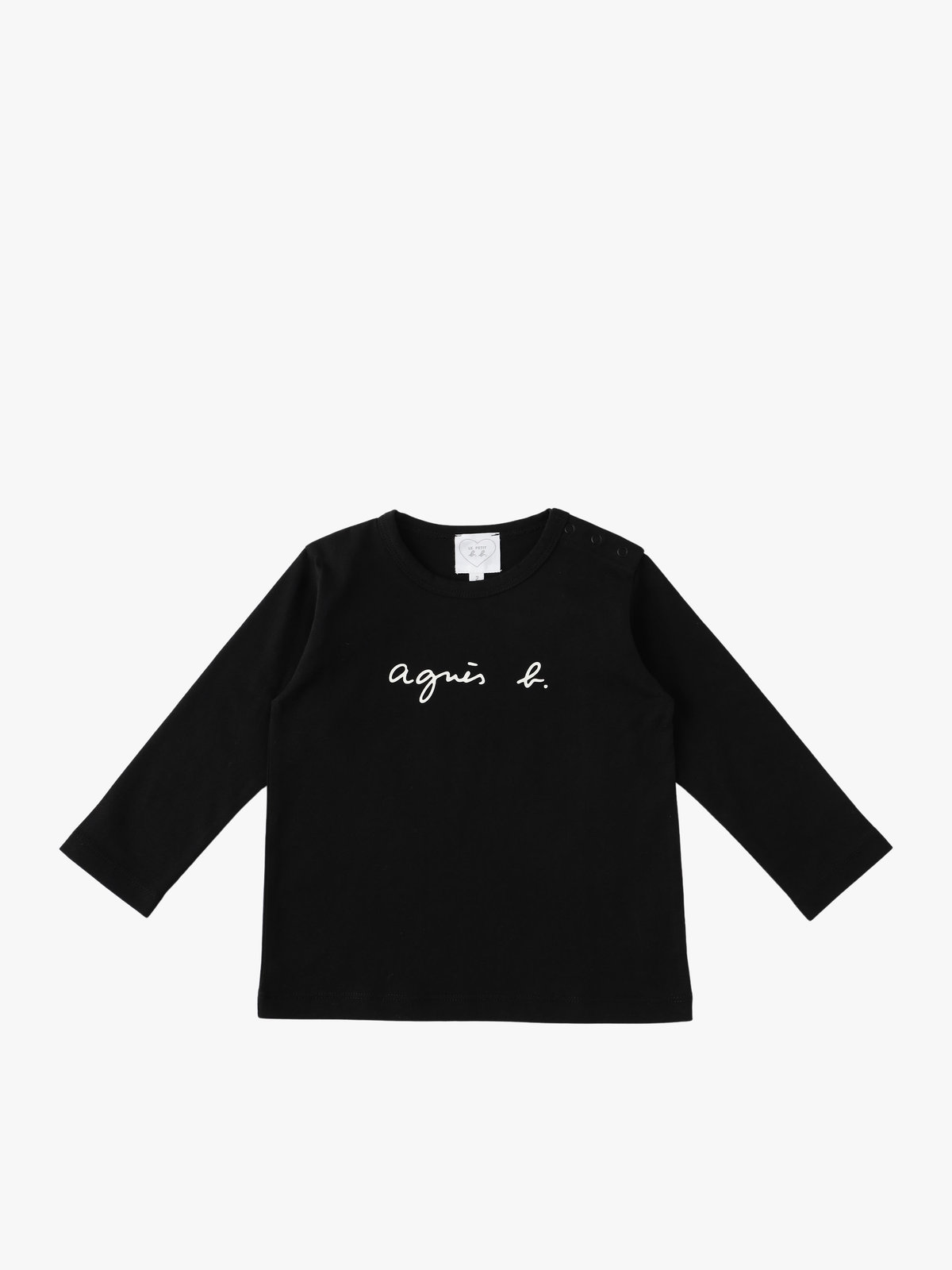 ENFANT ベビー ベビー ロゴ コットン 長袖 Tシャツ ブラック