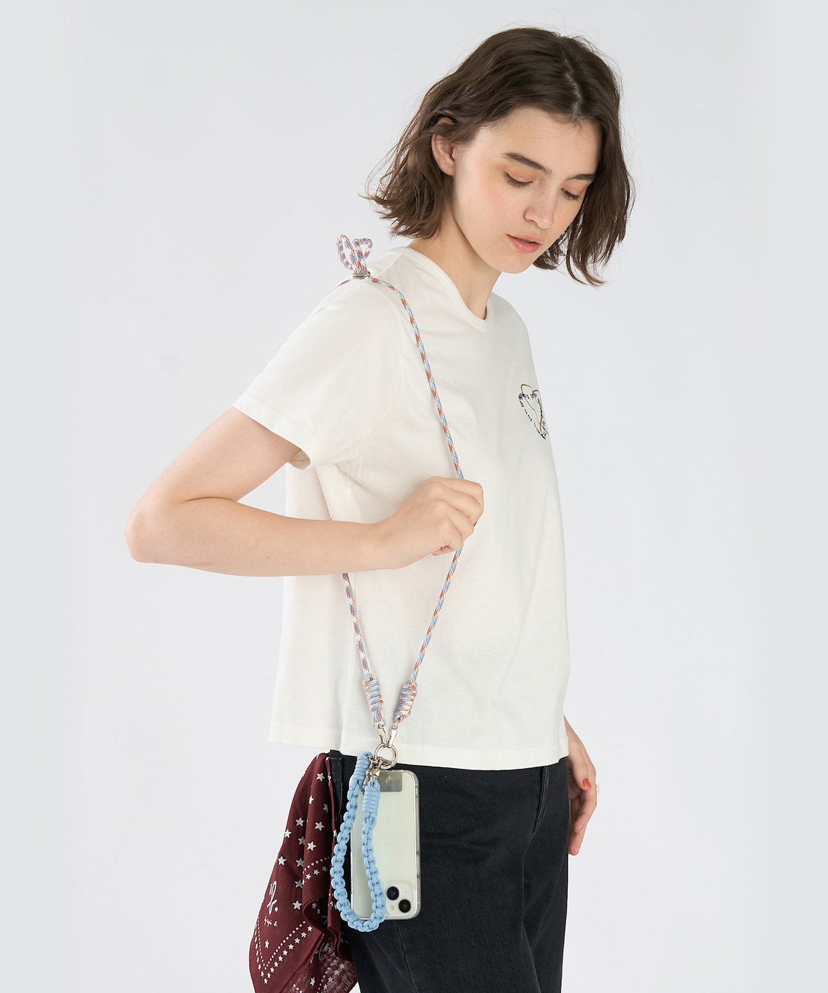 To b. by agnès b. モバイル ショルダーストラップ＆ハンドルストラップ セット ブルー