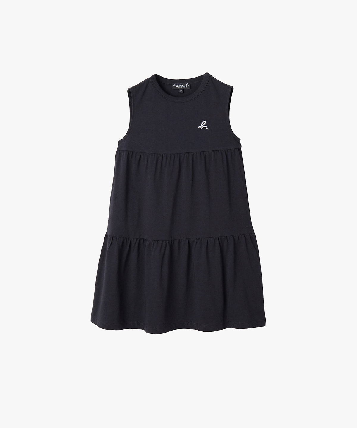 ENFANT ガールズ キッズ "b." ロゴ コットン ノースリーブ ワンピース ブラック