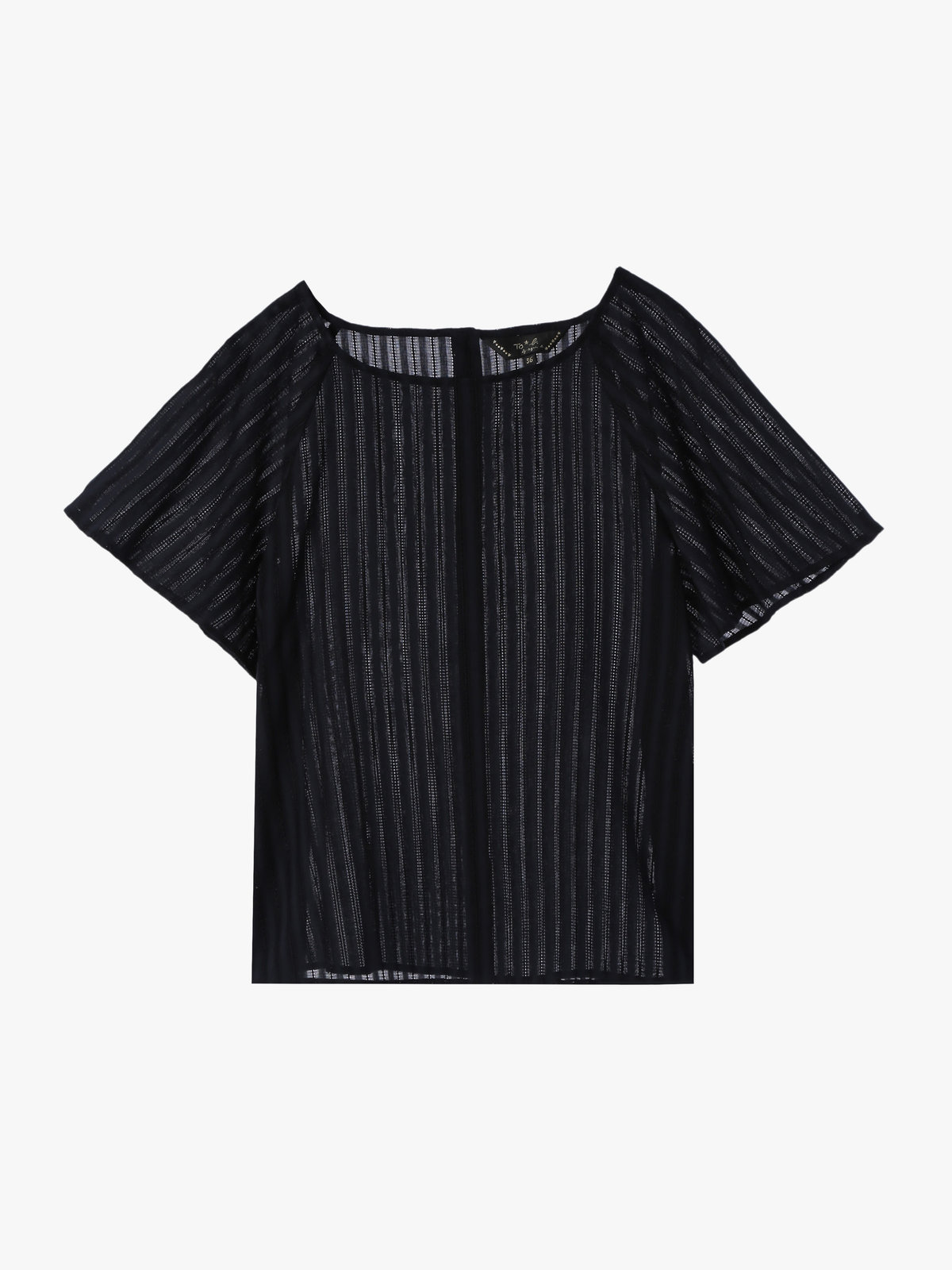 To b. by agnès b. 【Outlet】からみ織 コットン 半袖 ブラウス ネイビー