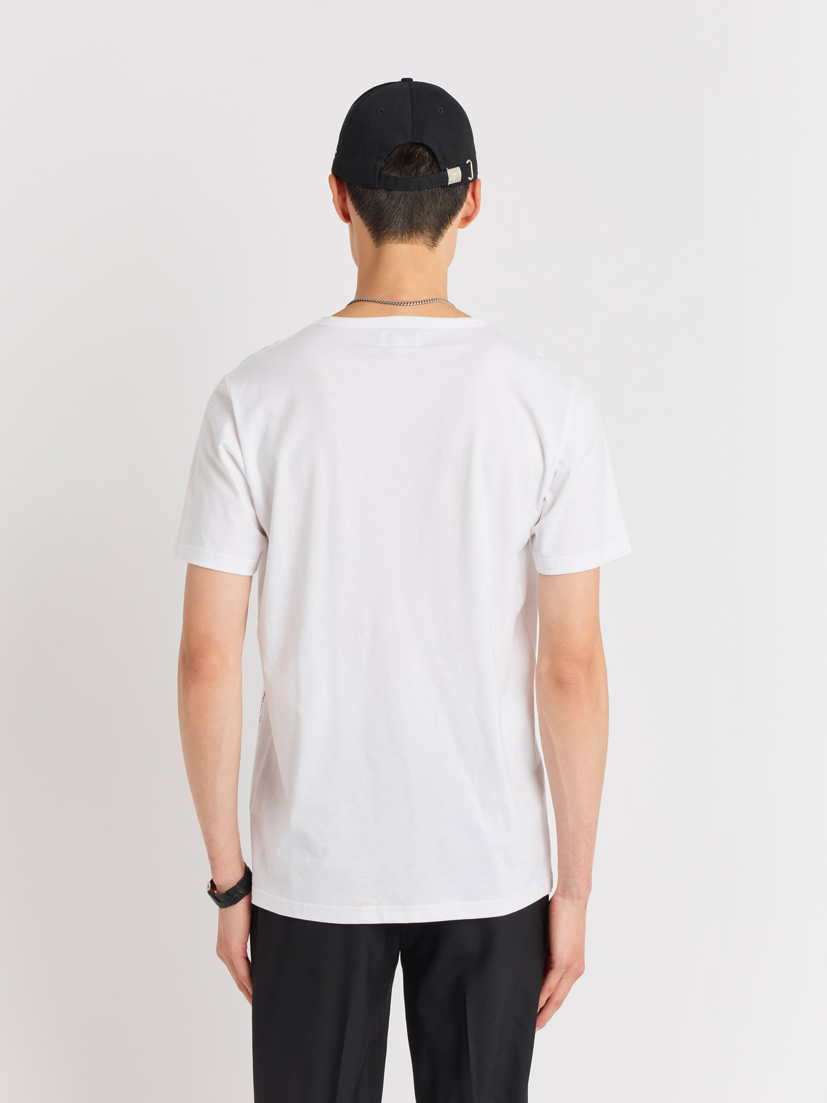 HOMME メンズ メンズ アイコニック プリント コットン 半袖 Tシャツ "Point d'Ironie" ホワイト