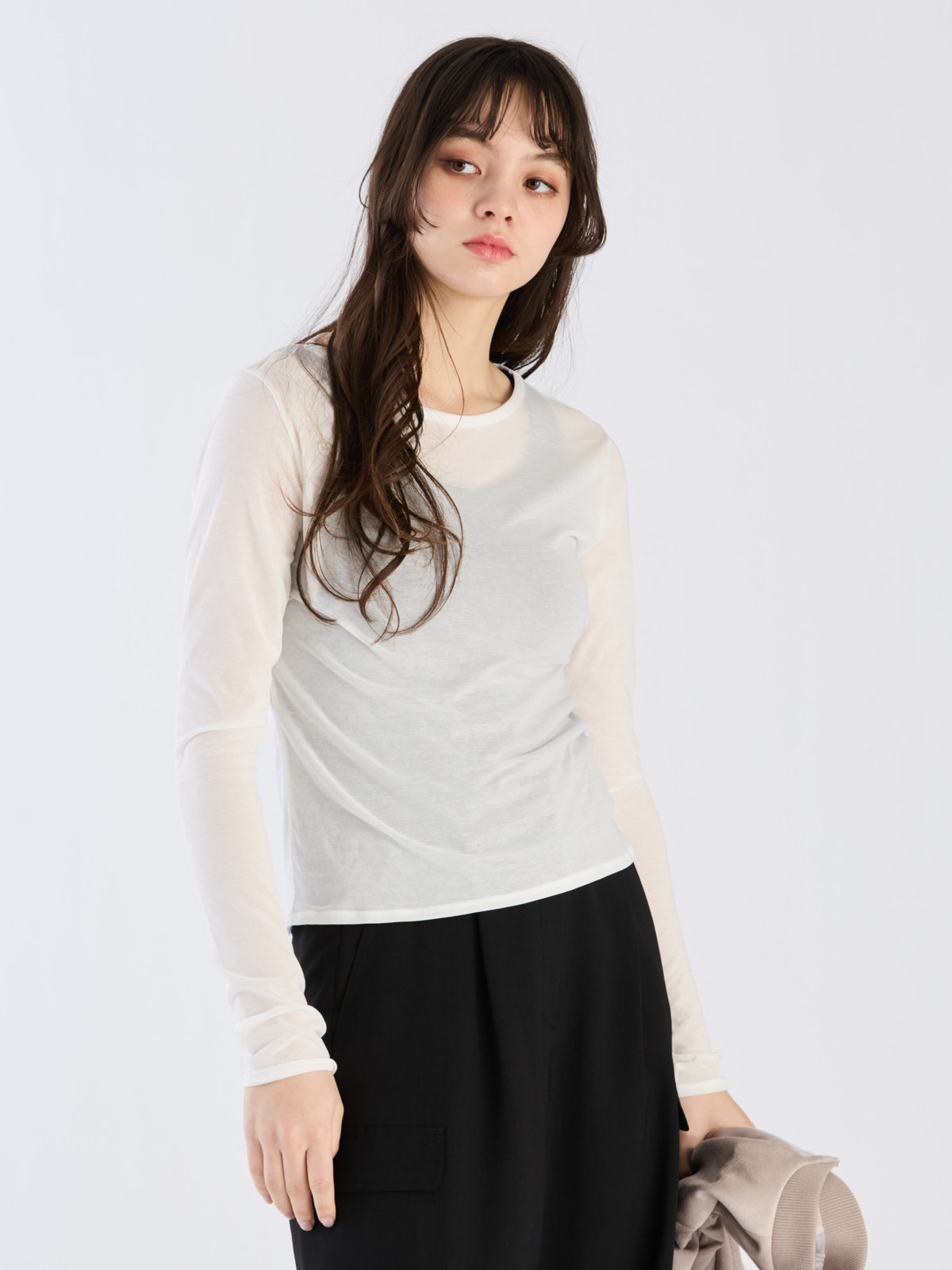 To b. by agnès b. 【Outlet】シアーロングTシャツ ホワイト