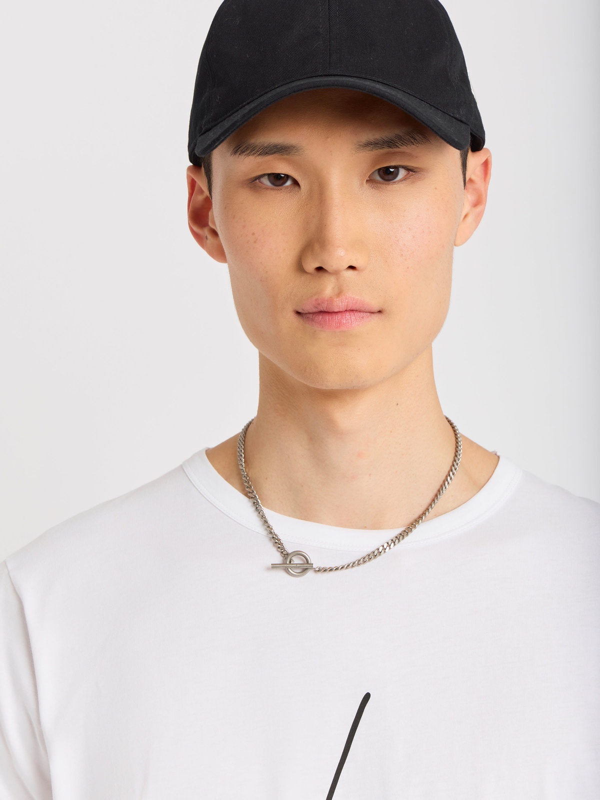 HOMME メンズ メンズ アイコニック プリント コットン 半袖 Tシャツ "Point d'Ironie" ホワイト