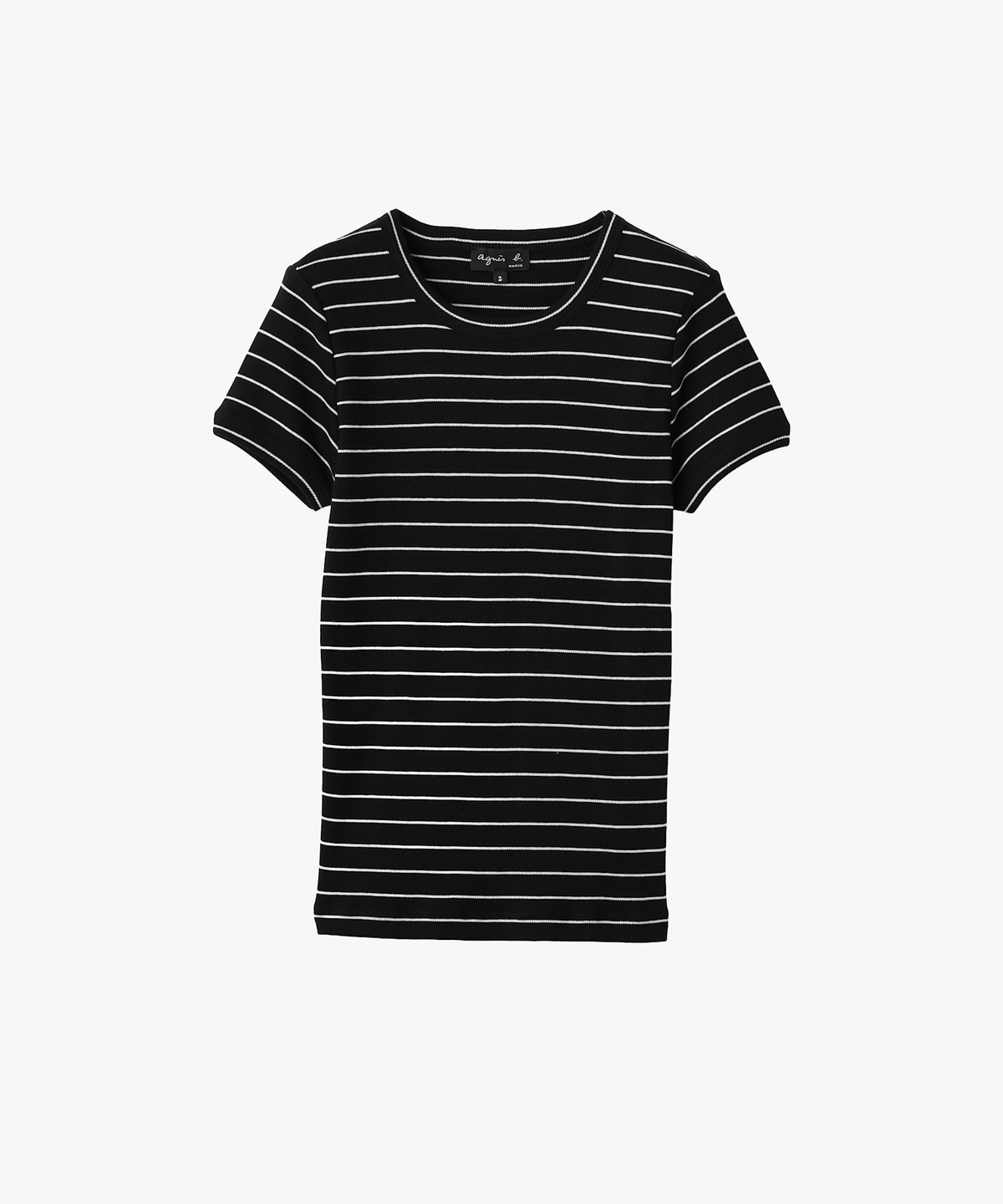 FEMME ウィメンズ ボーダー 半袖 リブ Tシャツ "Be Bop" ブラック