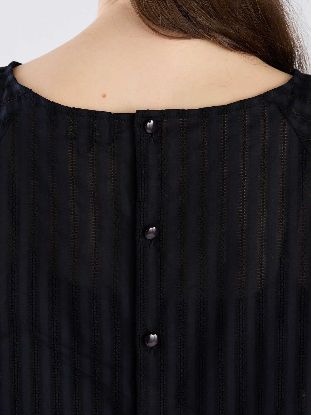 To b. by agnès b. 【Outlet】からみ織 コットン 半袖 ブラウス ネイビー