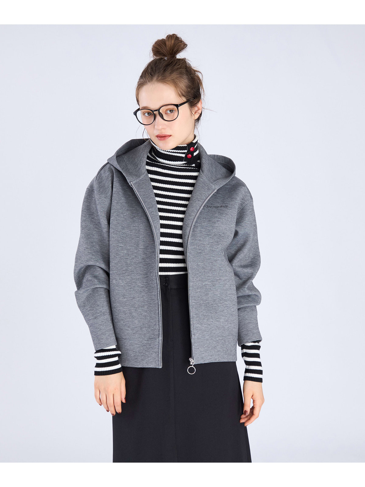 To b. by agnès b. WEB限定 ビッグシルエットフーディー グレー