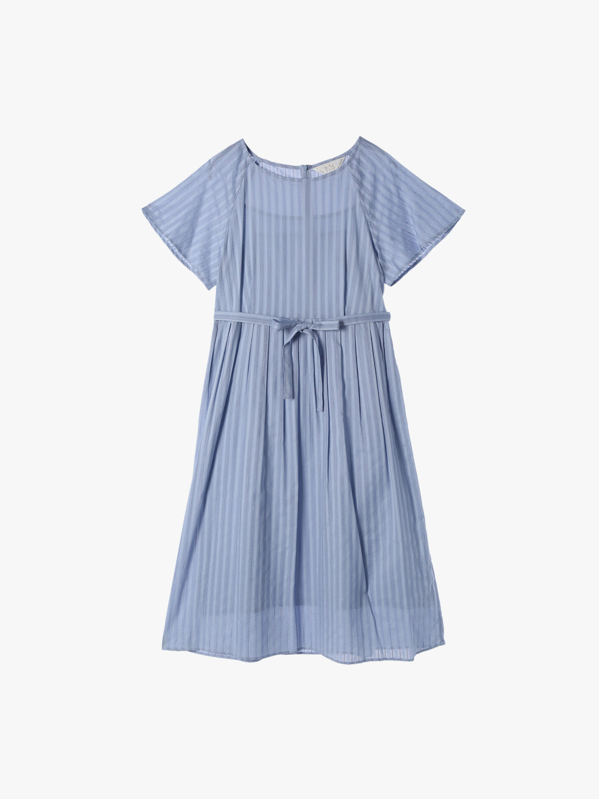 To b. by agnès b. 【Outlet】からみ織 コットン 半袖 ワンピース ブルー