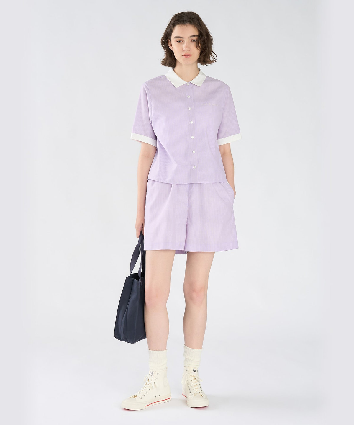 To b. by agnès b. ストライプ ショートパンツ パープル系その他